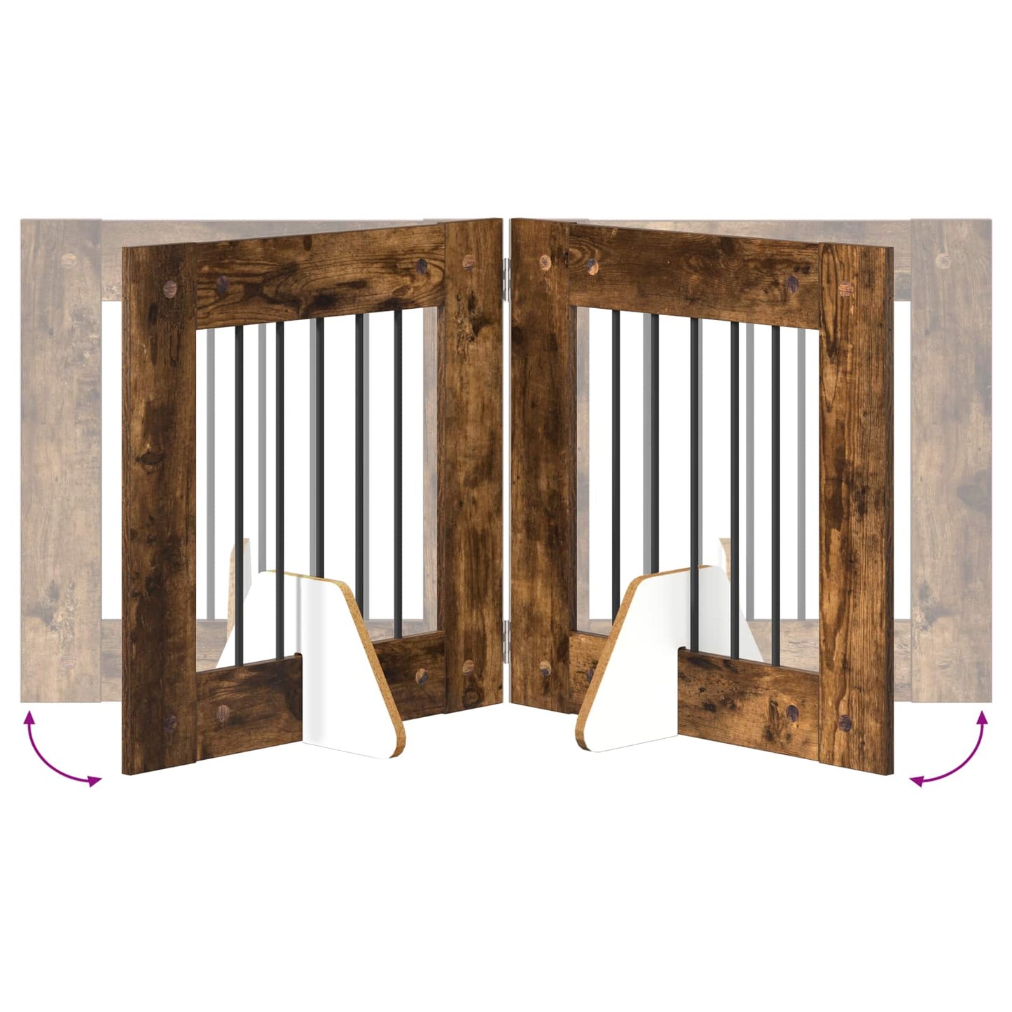 Hondenhekje met standaards 2 pcs Gerookt eiken 60 x 60 cm is nu te koop bij PeponiXL, paradijselijk wonen!