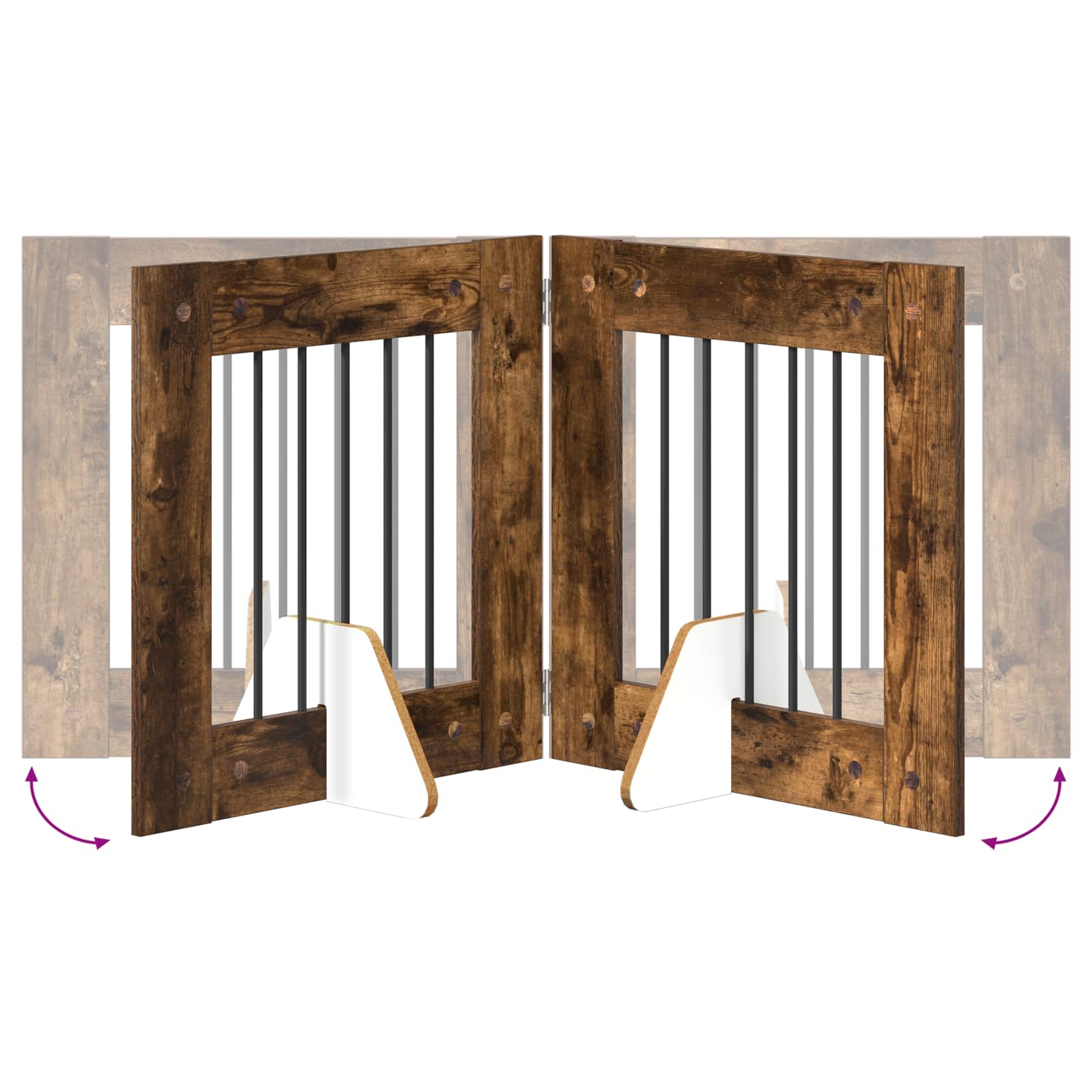 Hondenhekje met standaards 2 pcs Gerookt eiken 60 x 60 cm is nu te koop bij PeponiXL, paradijselijk wonen!