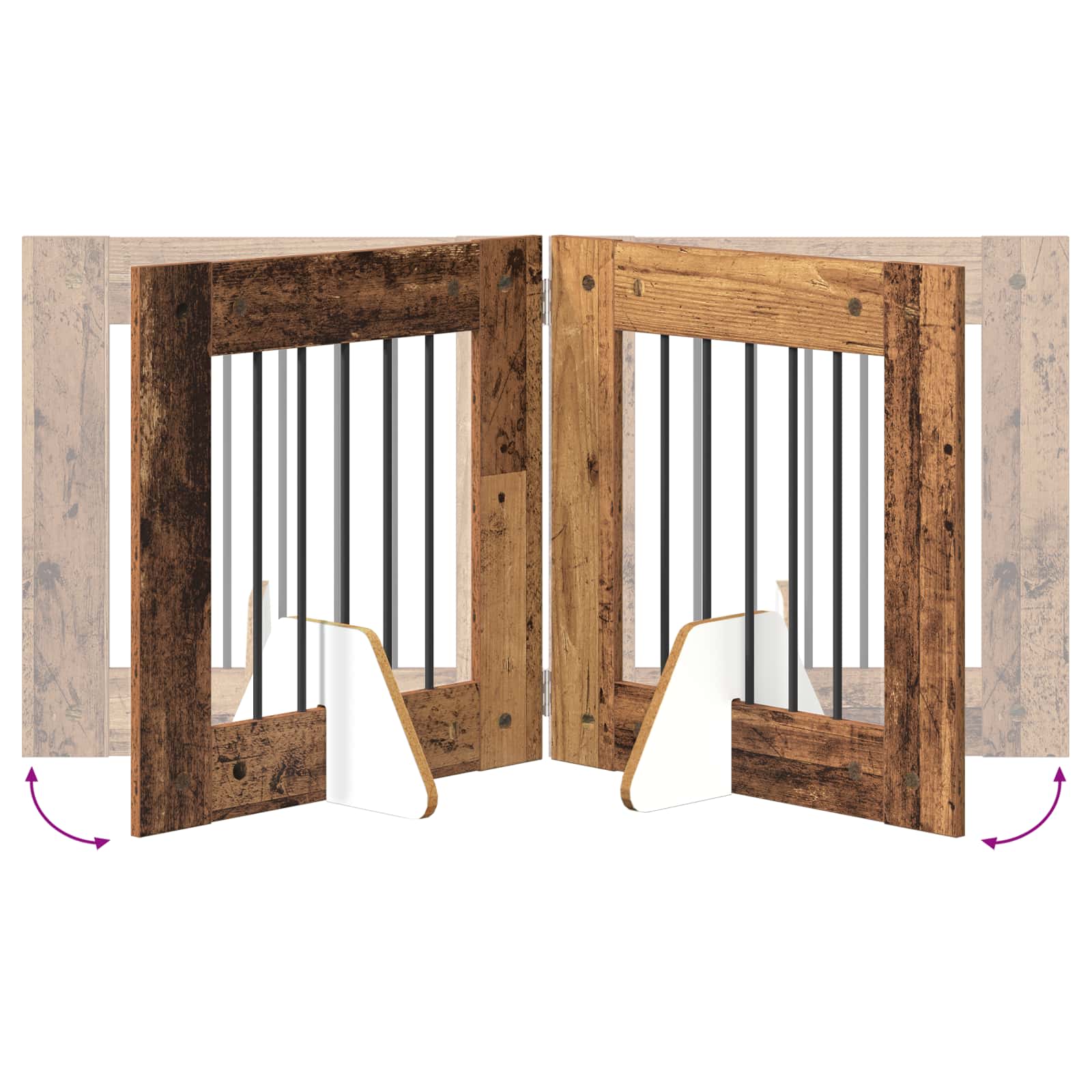 Hondenhekje met standaards 2 pcs Oud hout 60 x 60 cm is nu te koop bij PeponiXL, paradijselijk wonen!