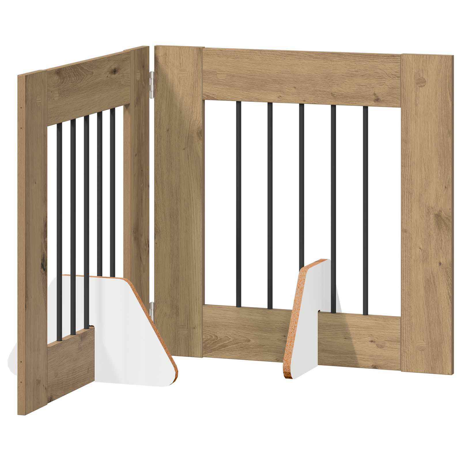 Opvouwbaar hondenhek met standaards 2 pcs Artisanaal eiken is nu te koop bij PeponiXL, paradijselijk wonen!
