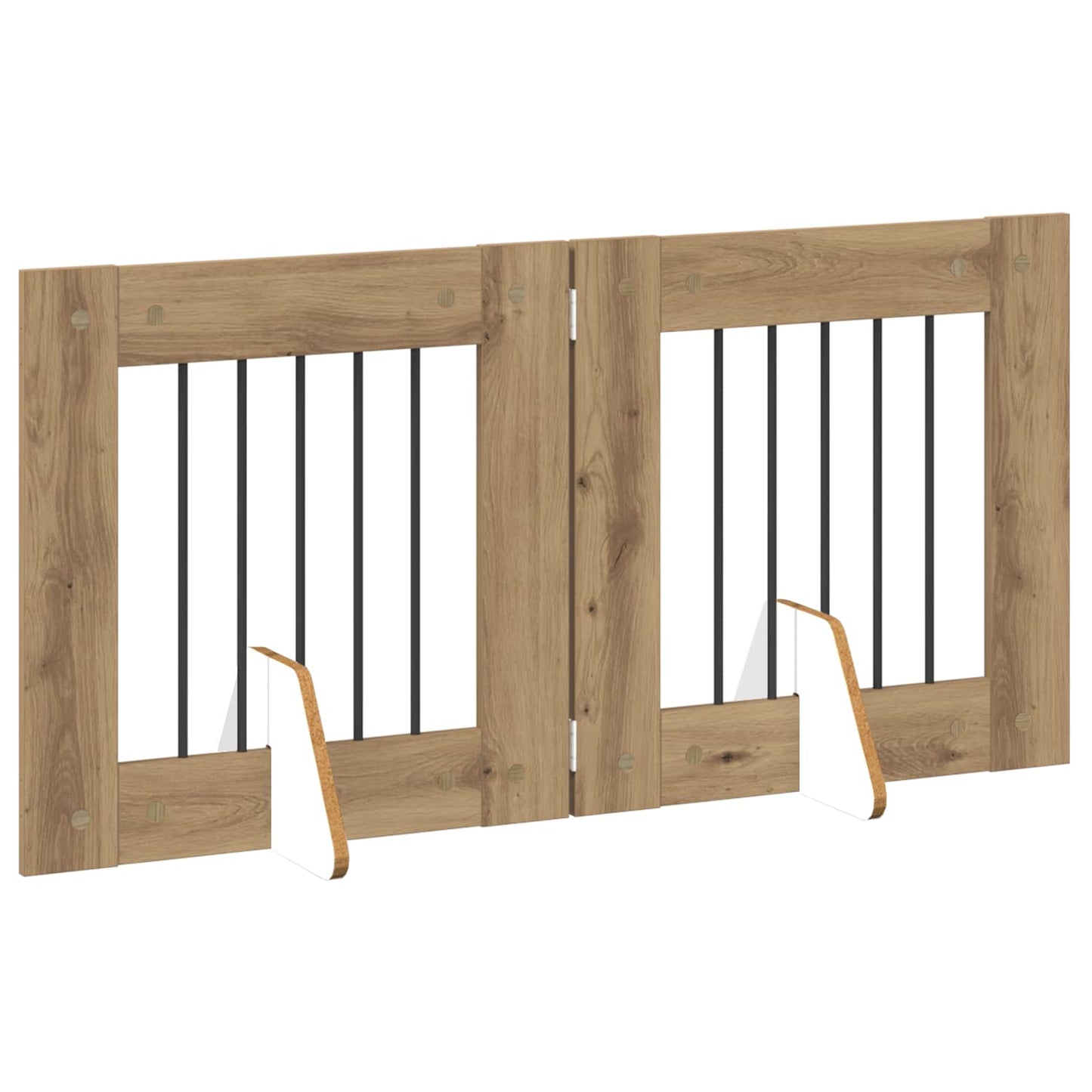 Opvouwbaar hondenhek met standaards 2 pcs Artisanaal eiken is nu te koop bij PeponiXL, paradijselijk wonen!