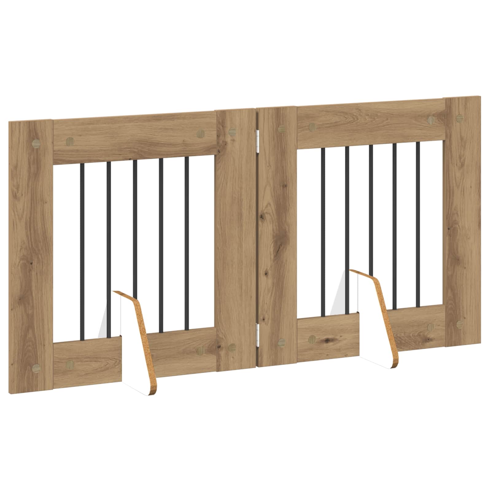 Opvouwbaar hondenhek met standaards 2 pcs Artisanaal eiken is nu te koop bij PeponiXL, paradijselijk wonen!