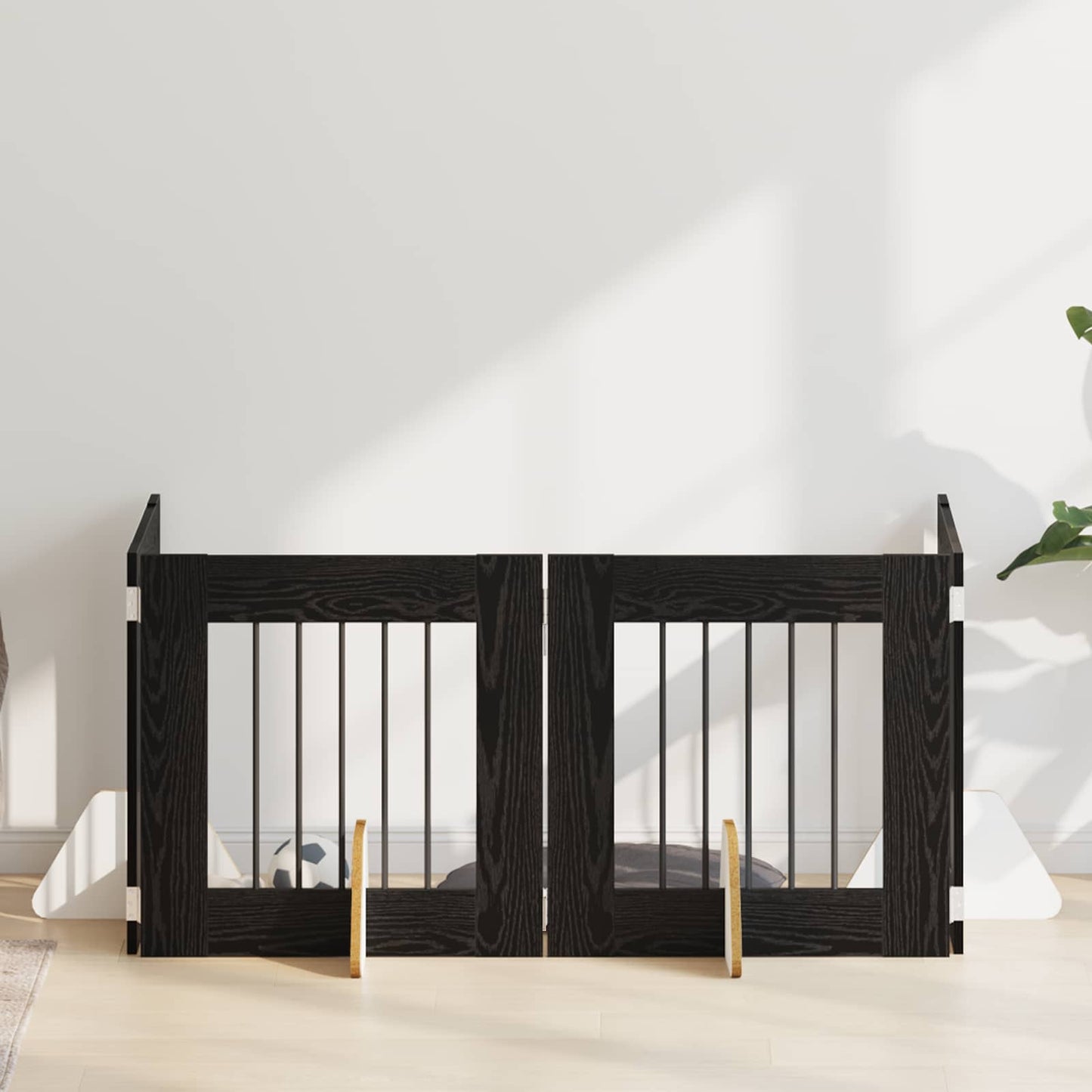 Hondenhekje met standaards 4 pcs Zwart eiken 60 x 60 cm is nu te koop bij PeponiXL, paradijselijk wonen!