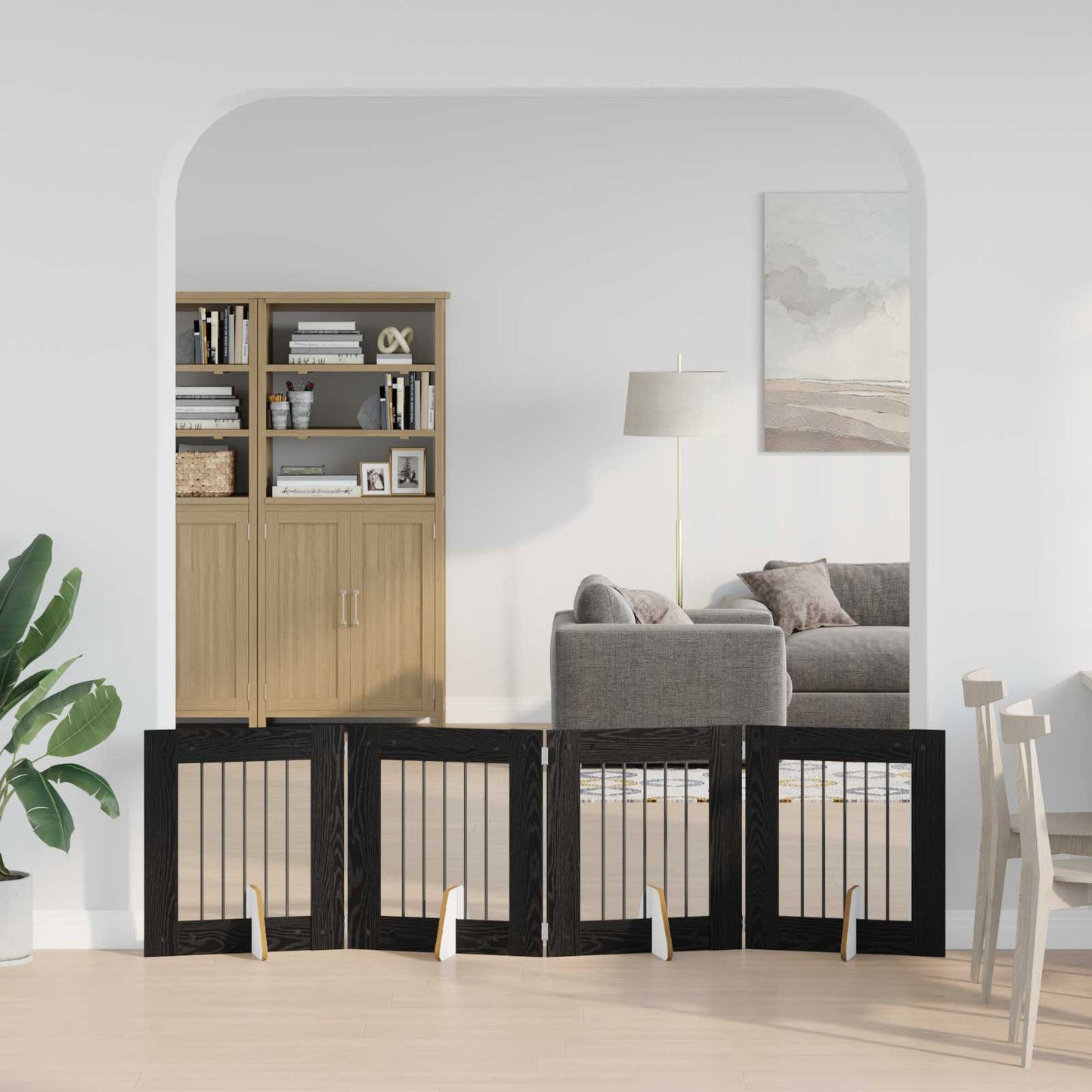 Hondenhekje met standaards 4 pcs Zwart eiken 60 x 60 cm is nu te koop bij PeponiXL, paradijselijk wonen!