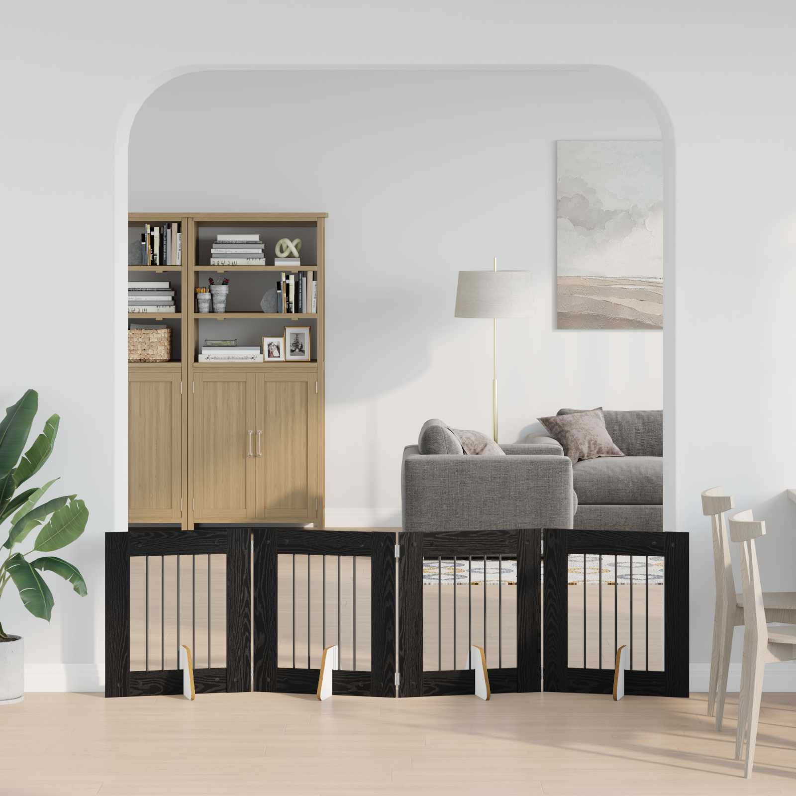 Hondenhekje met standaards 4 pcs Zwart eiken 60 x 60 cm is nu te koop bij PeponiXL, paradijselijk wonen!