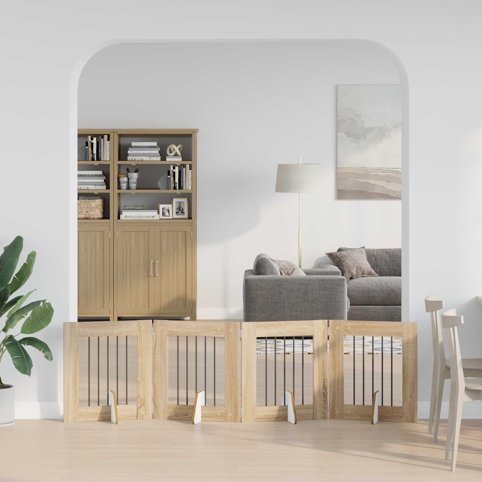 Opvouwbaar hondenhek met standaards 4 pcs Sonoma Eiken 241 cm is nu te koop bij PeponiXL, paradijselijk wonen!