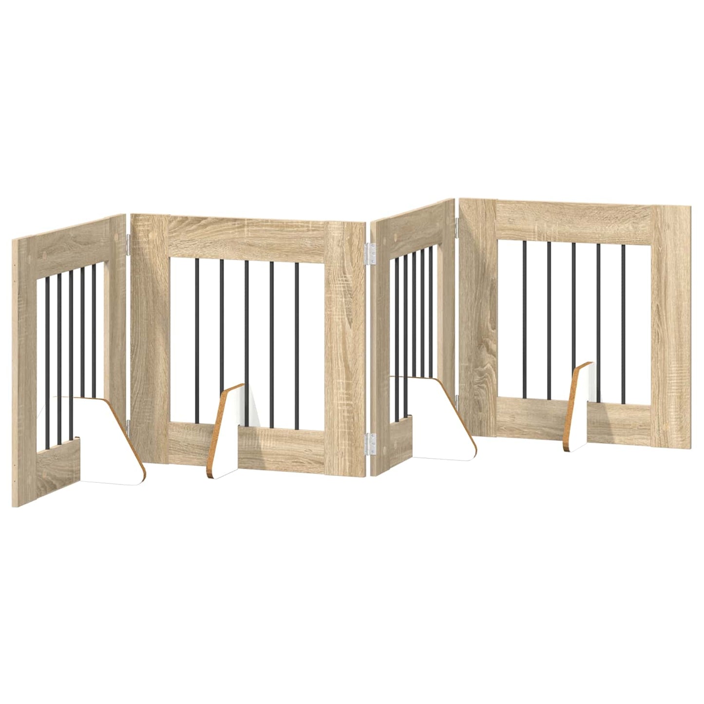 Opvouwbaar hondenhek met standaards 4 pcs Sonoma Eiken 241 cm is nu te koop bij PeponiXL, paradijselijk wonen!