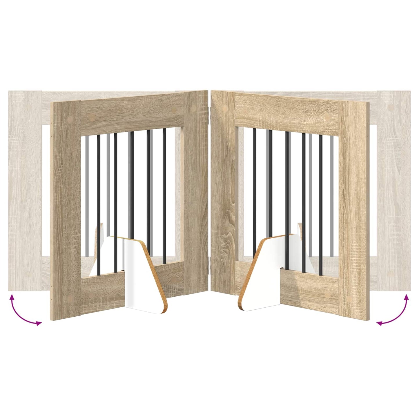 Opvouwbaar hondenhek met standaards 4 pcs Sonoma Eiken 241 cm is nu te koop bij PeponiXL, paradijselijk wonen!