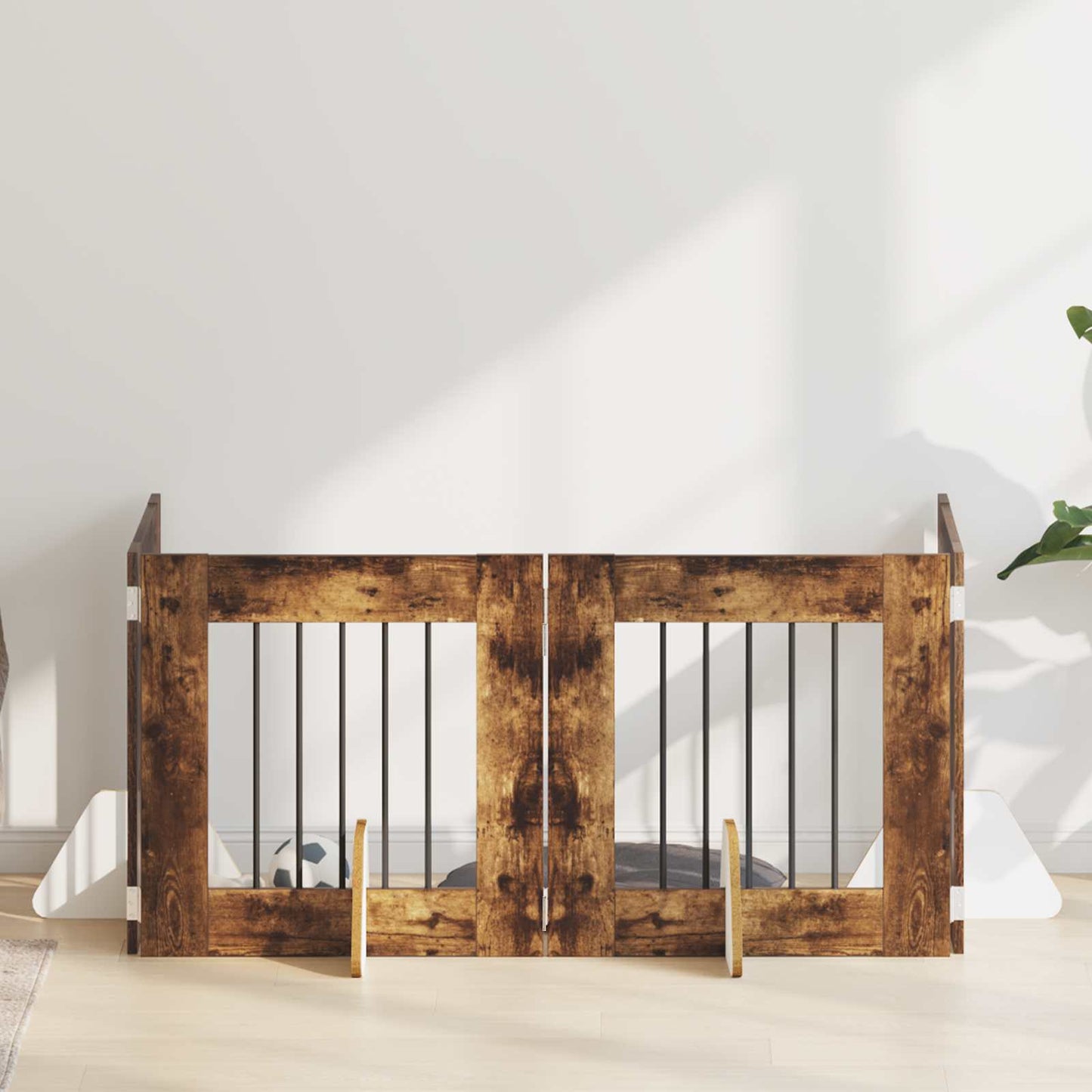 Hondenhekje met standaards 4 pcs Gerookt eiken 60 x 60 cm is nu te koop bij PeponiXL, paradijselijk wonen!