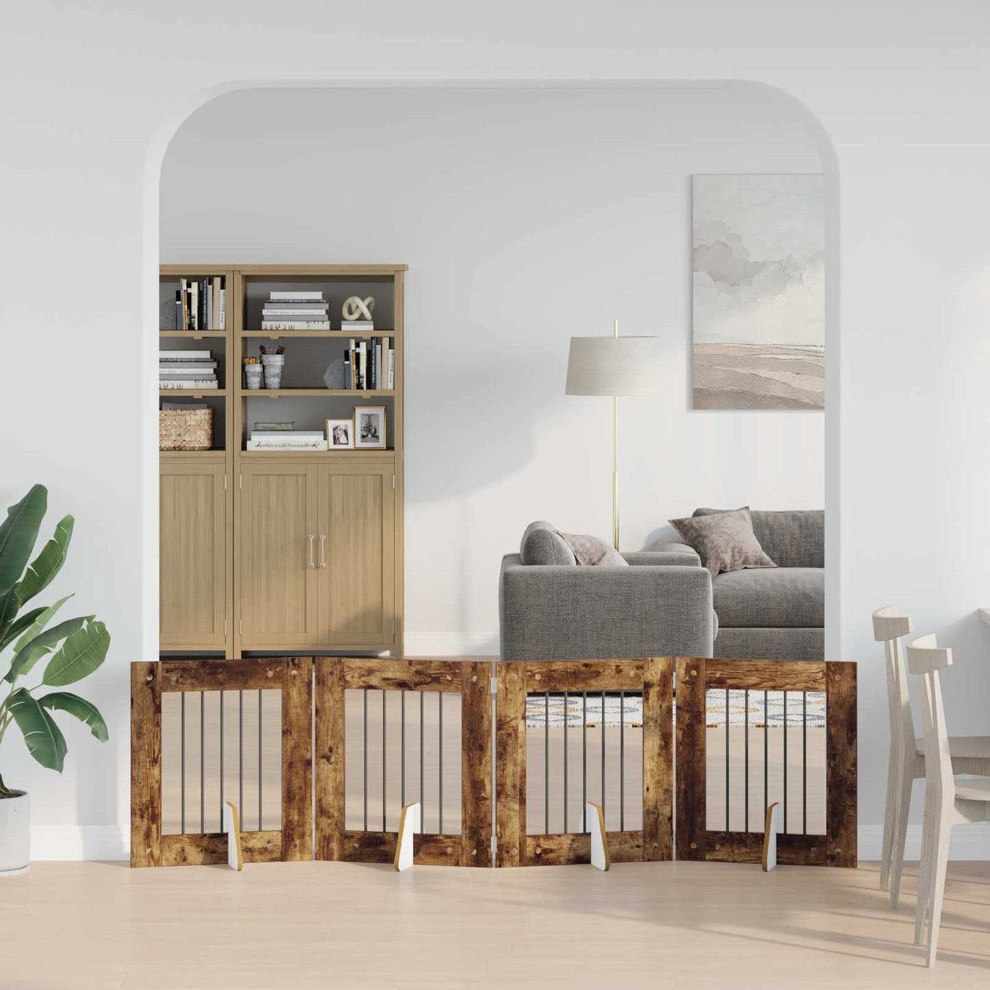 Hondenhekje met standaards 4 pcs Gerookt eiken 60 x 60 cm is nu te koop bij PeponiXL, paradijselijk wonen!