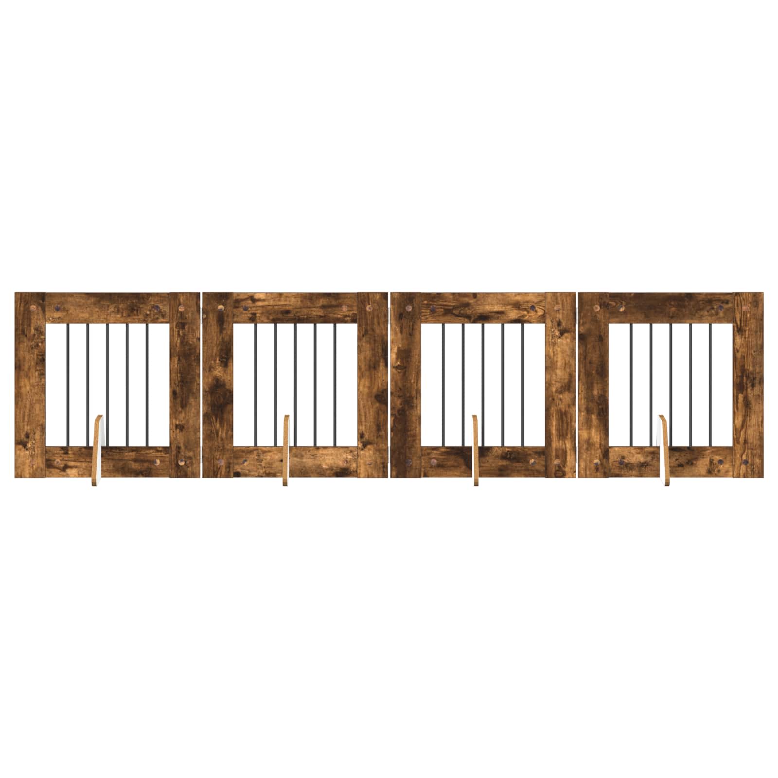 Hondenhekje met standaards 4 pcs Gerookt eiken 60 x 60 cm is nu te koop bij PeponiXL, paradijselijk wonen!