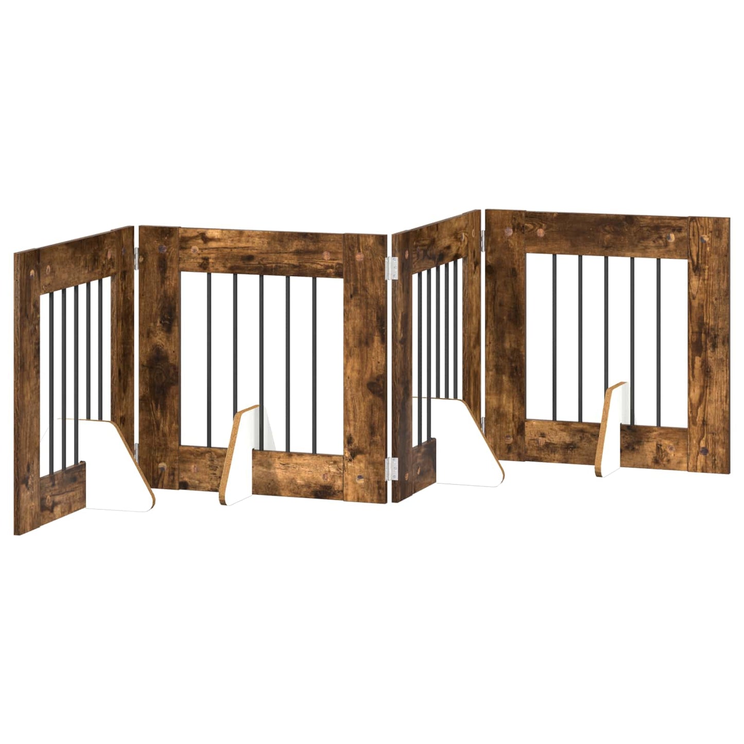 Hondenhekje met standaards 4 pcs Gerookt eiken 60 x 60 cm is nu te koop bij PeponiXL, paradijselijk wonen!