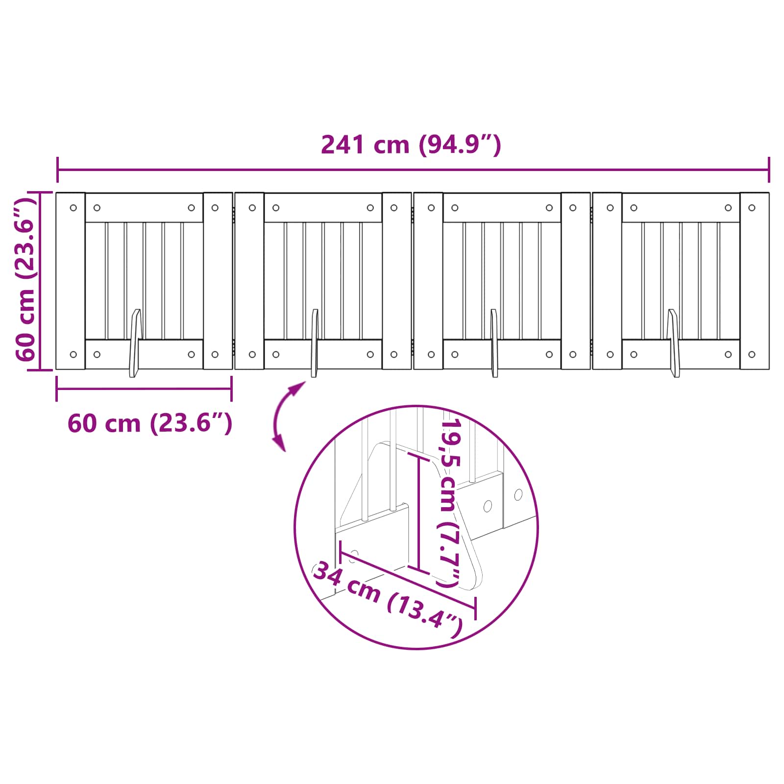 Hondenhekje met standaards 4 pcs Gerookt eiken 60 x 60 cm is nu te koop bij PeponiXL, paradijselijk wonen!