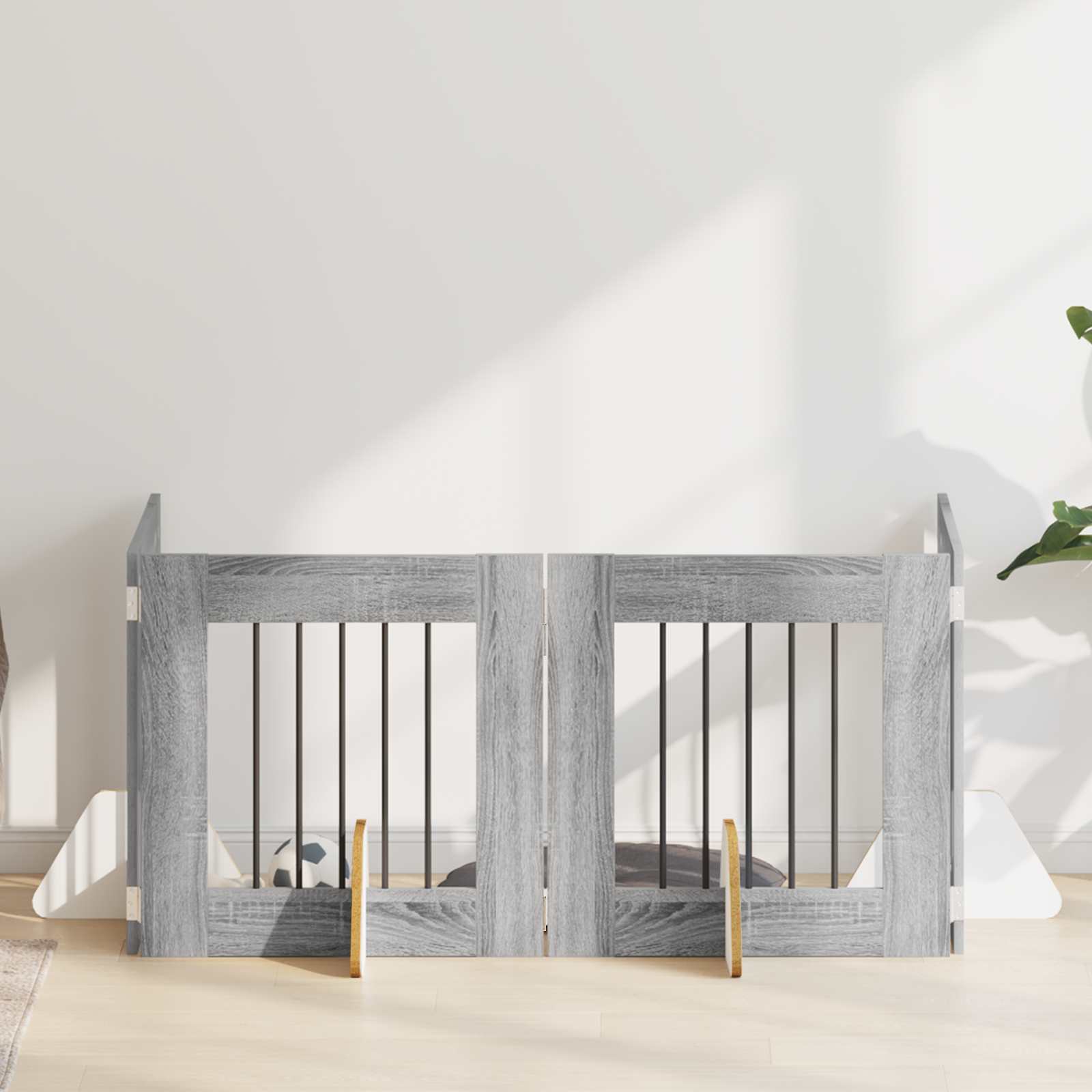 Hondenhekje met standaards 4 pcs Grijs sonoma 60 x 60 cm is nu te koop bij PeponiXL, paradijselijk wonen!