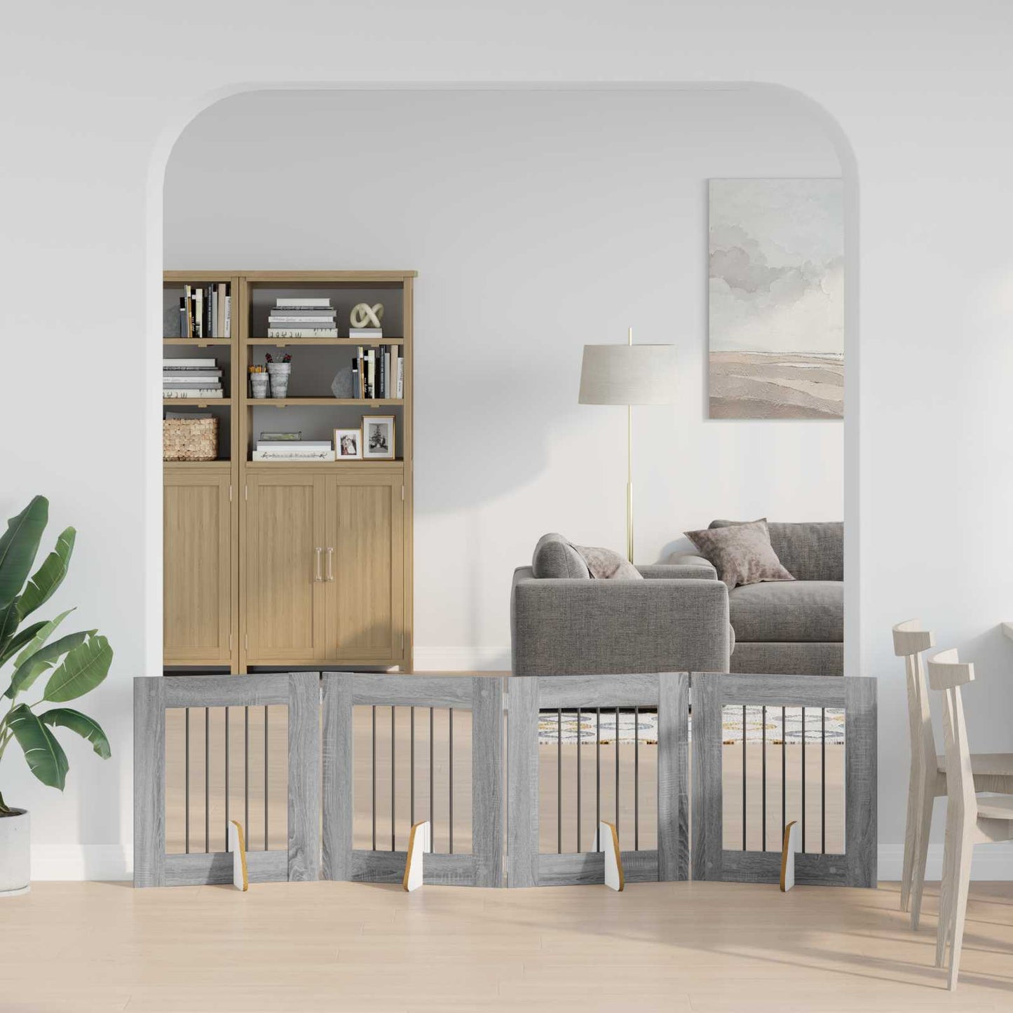 Hondenhekje met standaards 4 pcs Grijs sonoma 60 x 60 cm is nu te koop bij PeponiXL, paradijselijk wonen!