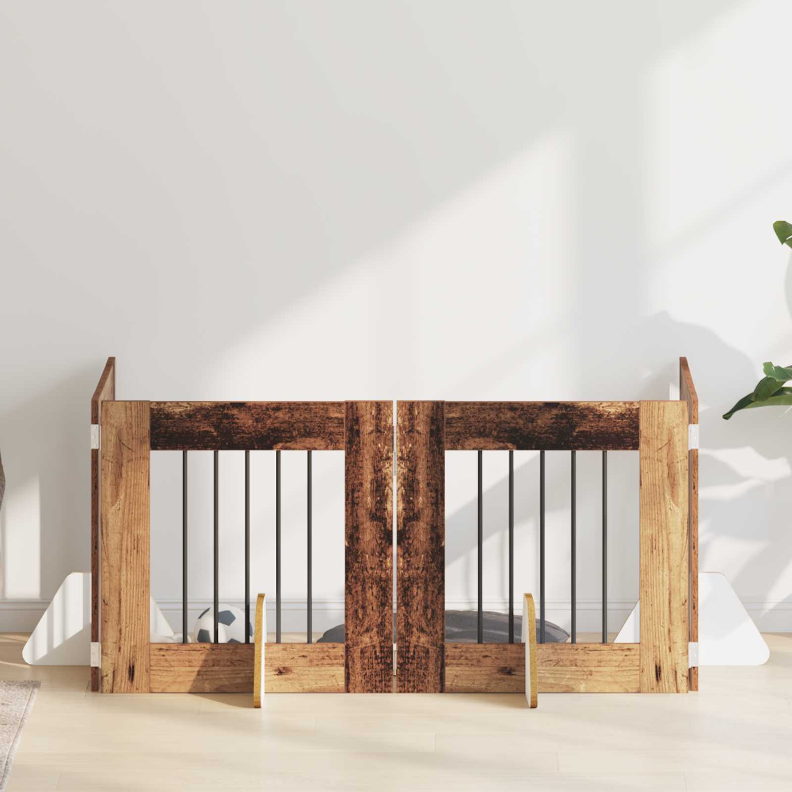 Hondenhekje met standaards 4 pcs Oud hout 60 x 60 cm is nu te koop bij PeponiXL, paradijselijk wonen!