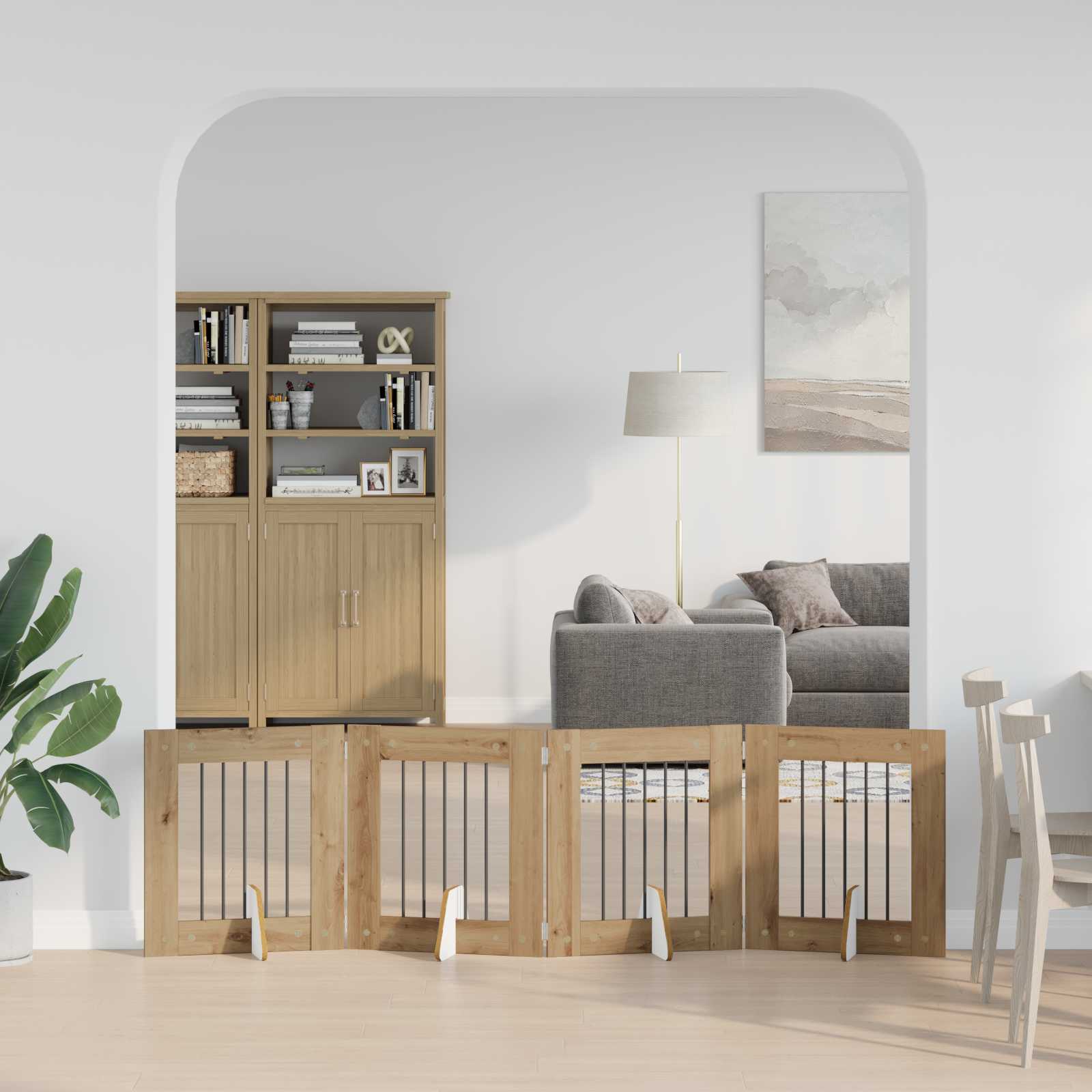 Opvouwbaar hondenhek met standaards 4 pcs Artisanaal eiken is nu te koop bij PeponiXL, paradijselijk wonen!