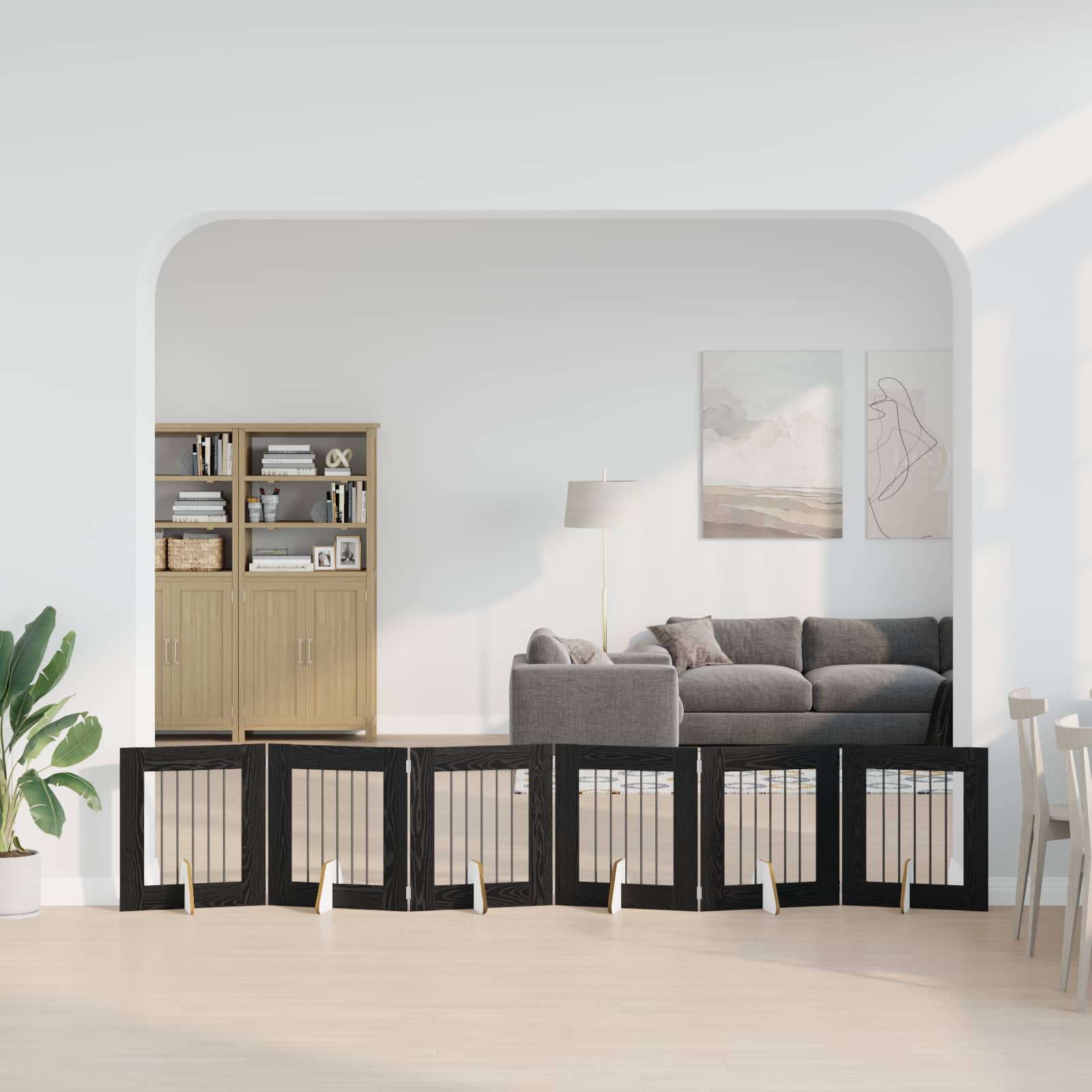 Hondenhekje met standaards 6 pcs Zwart eiken 60 x 60 cm is nu te koop bij PeponiXL, paradijselijk wonen!