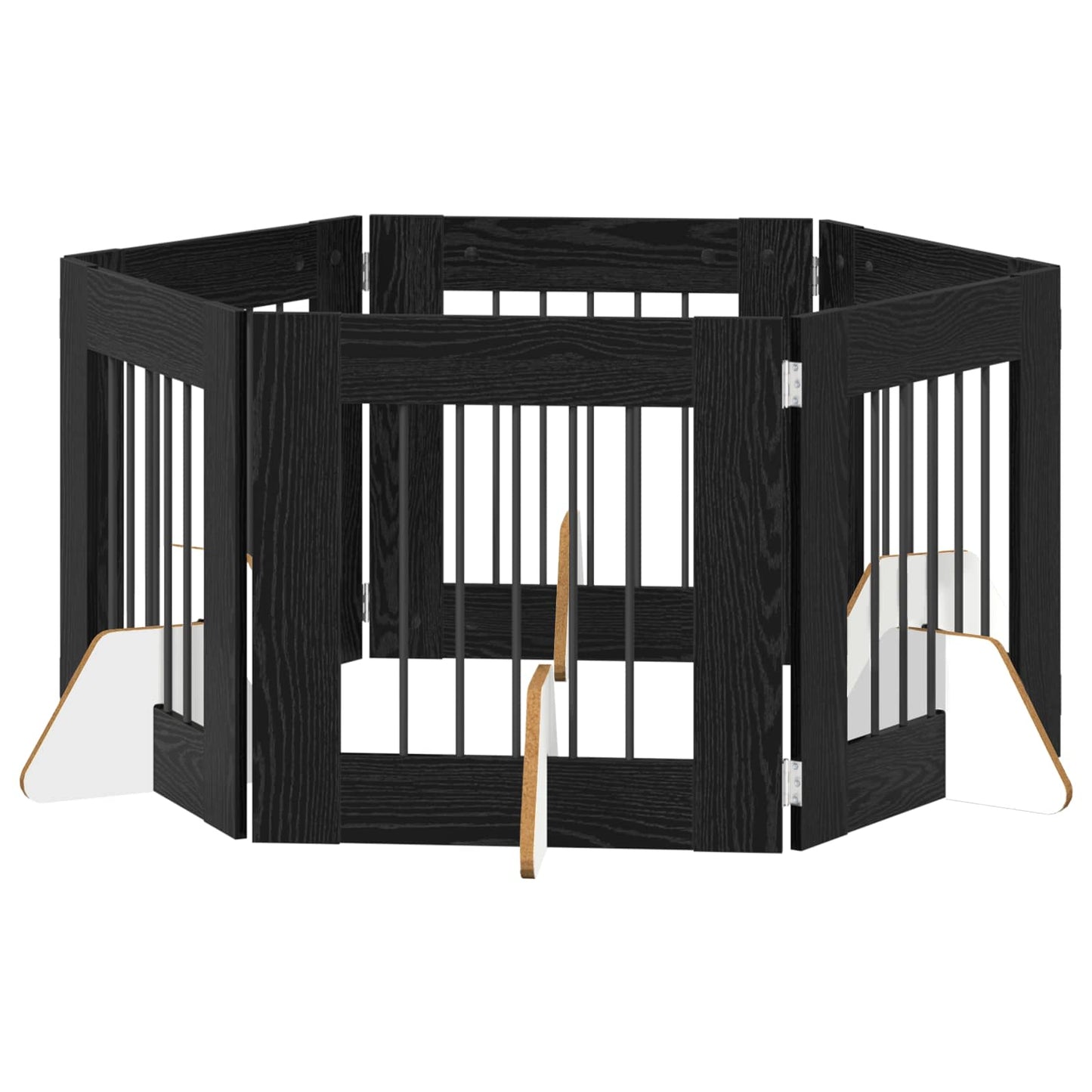 Hondenhekje met standaards 6 pcs Zwart eiken 60 x 60 cm is nu te koop bij PeponiXL, paradijselijk wonen!