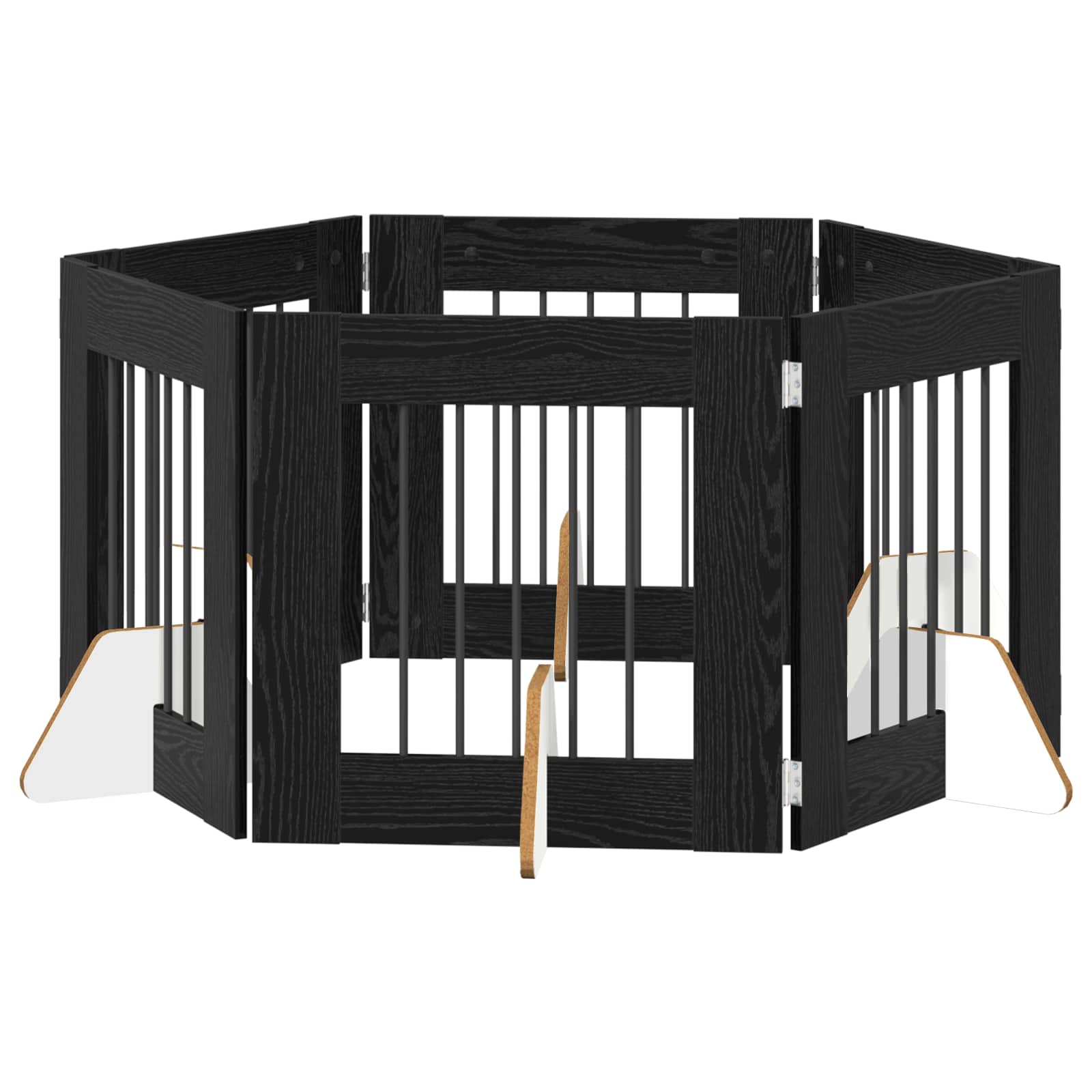 Hondenhekje met standaards 6 pcs Zwart eiken 60 x 60 cm is nu te koop bij PeponiXL, paradijselijk wonen!
