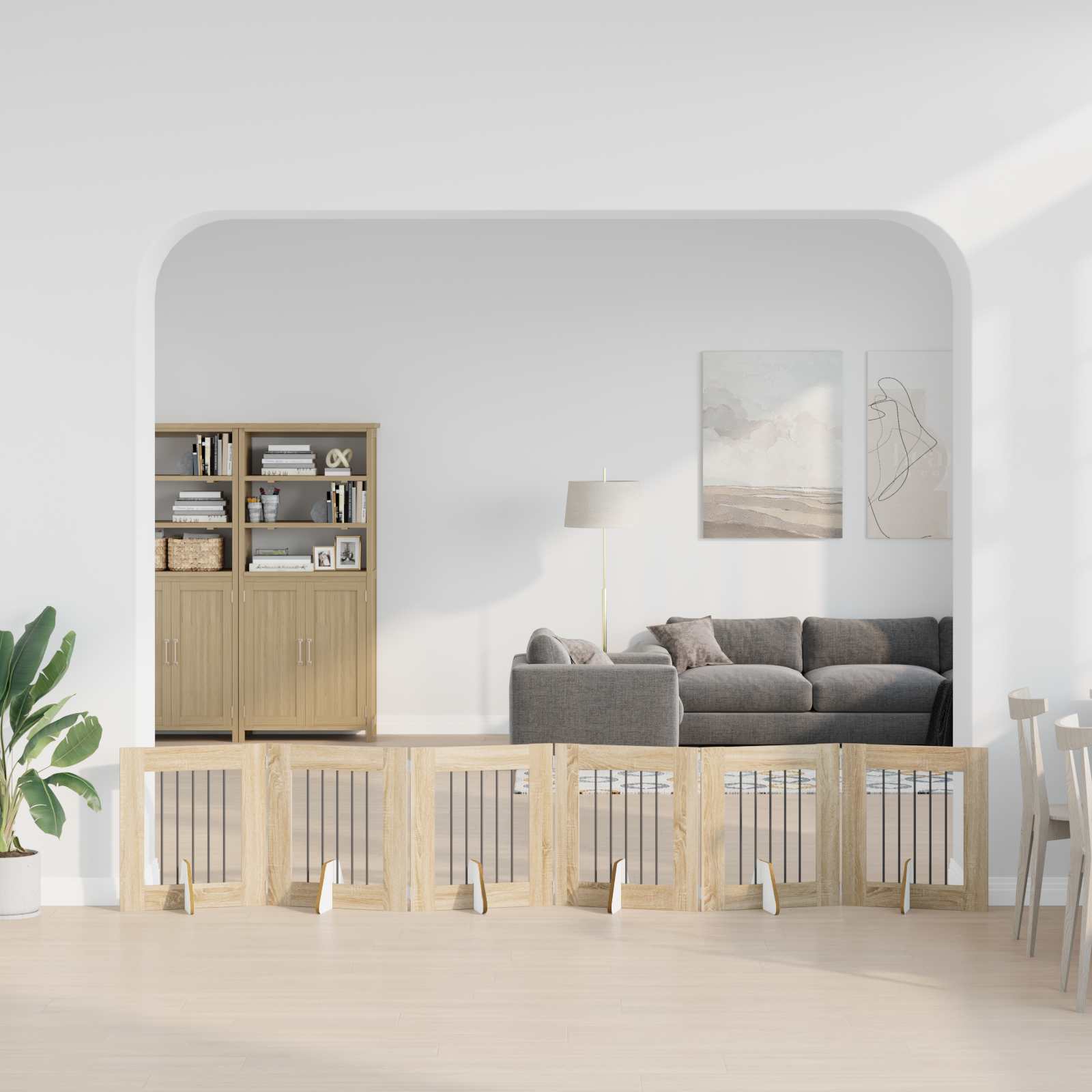 Opvouwbaar hondenhek met standaards 6 pcs Sonoma Eiken 362 cm is nu te koop bij PeponiXL, paradijselijk wonen!