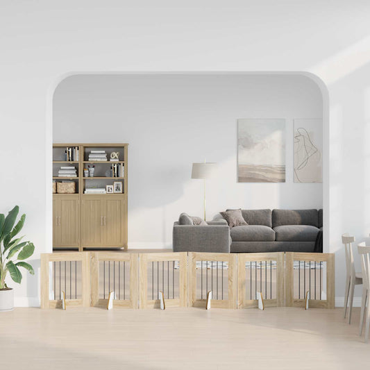 Opvouwbaar hondenhek met standaards 6 pcs Sonoma Eiken 362 cm is nu te koop bij PeponiXL, paradijselijk wonen!