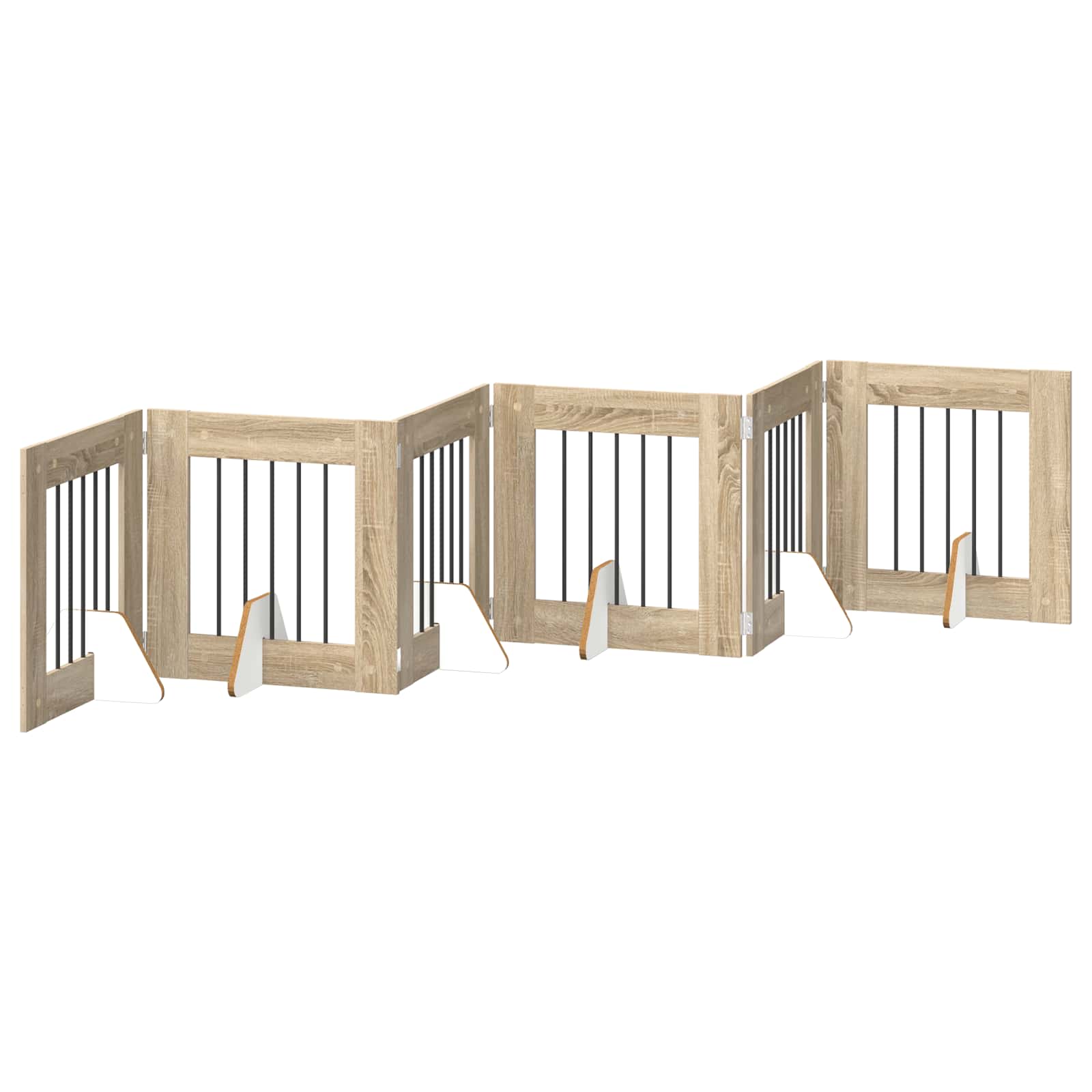 Opvouwbaar hondenhek met standaards 6 pcs Sonoma Eiken 362 cm is nu te koop bij PeponiXL, paradijselijk wonen!