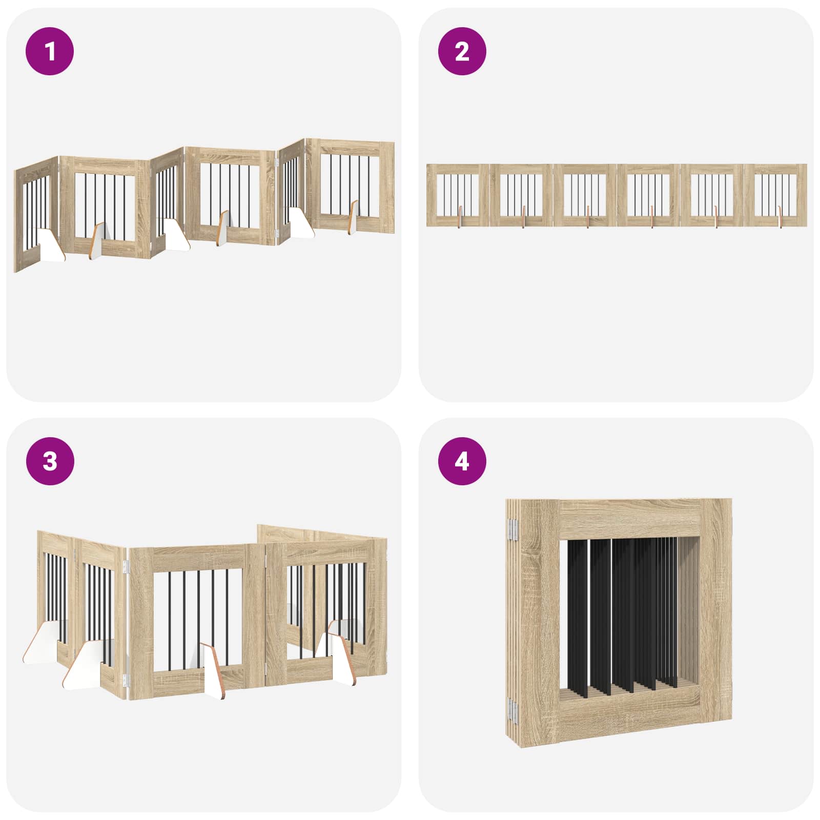 Opvouwbaar hondenhek met standaards 6 pcs Sonoma Eiken 362 cm is nu te koop bij PeponiXL, paradijselijk wonen!