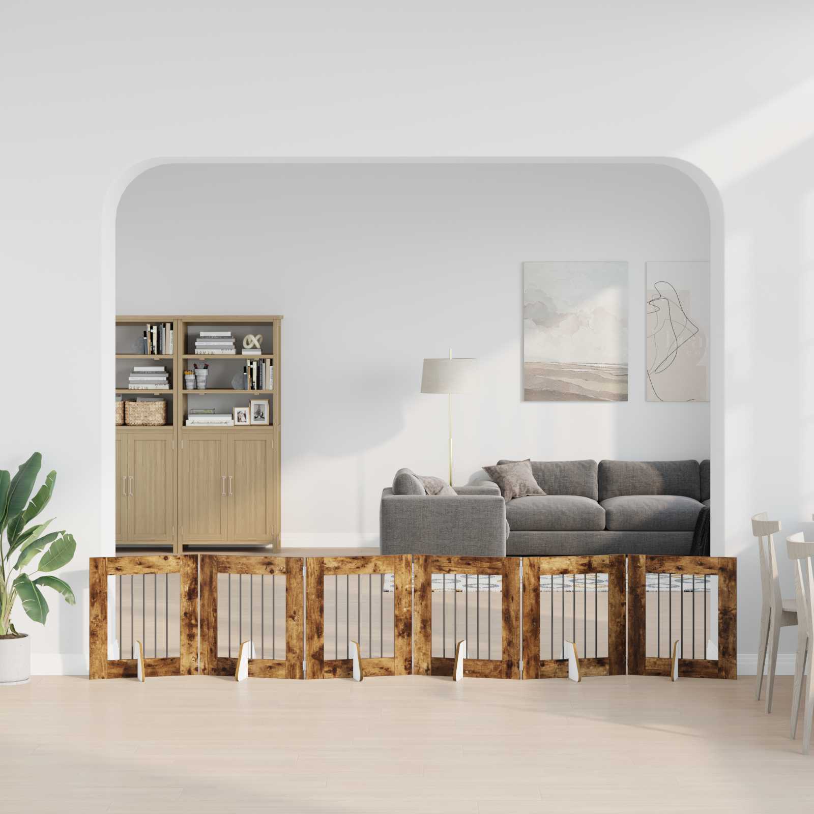 Hondenhekje met standaards 6 pcs Gerookt eiken 60 x 60 cm is nu te koop bij PeponiXL, paradijselijk wonen!