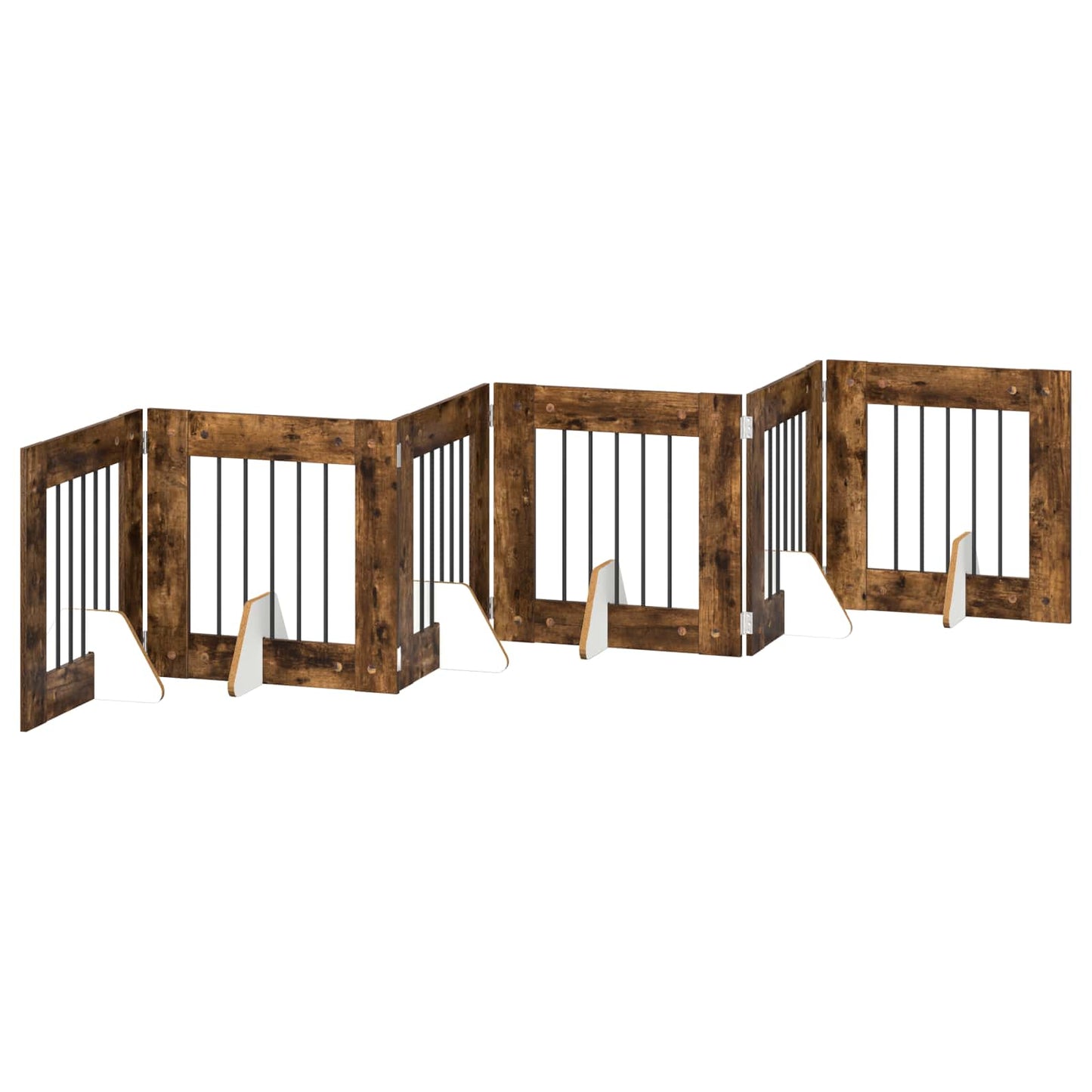 Hondenhekje met standaards 6 pcs Gerookt eiken 60 x 60 cm is nu te koop bij PeponiXL, paradijselijk wonen!