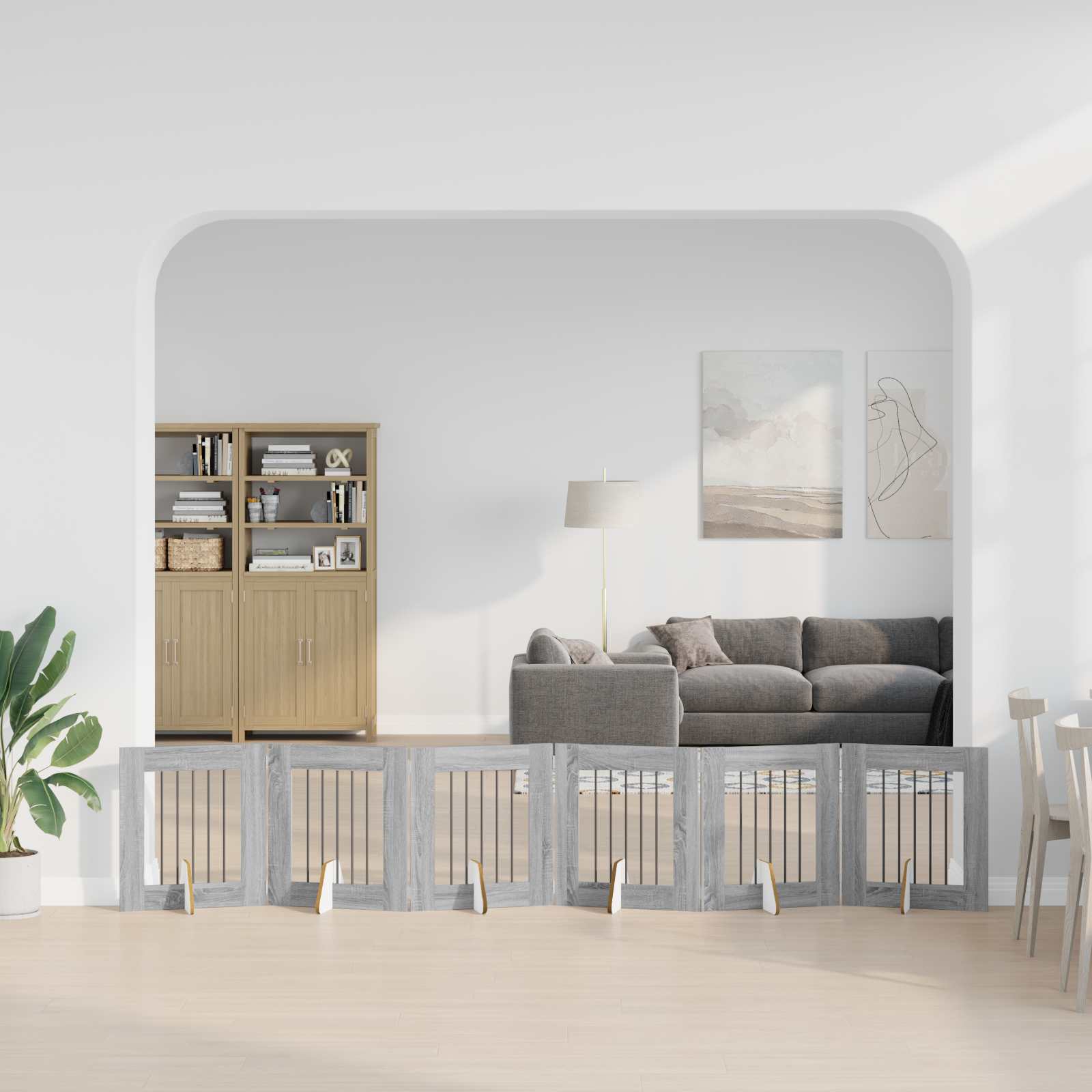 Hondenhekje met standaards 6 pcs Grijs sonoma 60 x 60 cm is nu te koop bij PeponiXL, paradijselijk wonen!