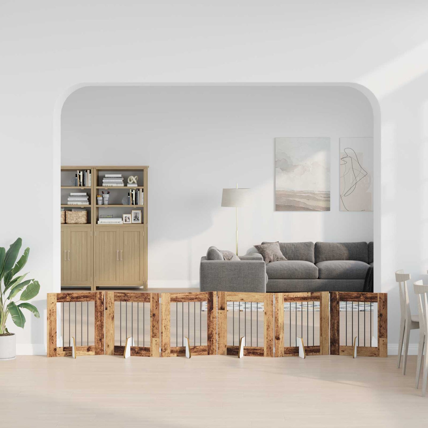Hondenhekje met standaards 6 pcs Oud hout 60 x 60 cm is nu te koop bij PeponiXL, paradijselijk wonen!