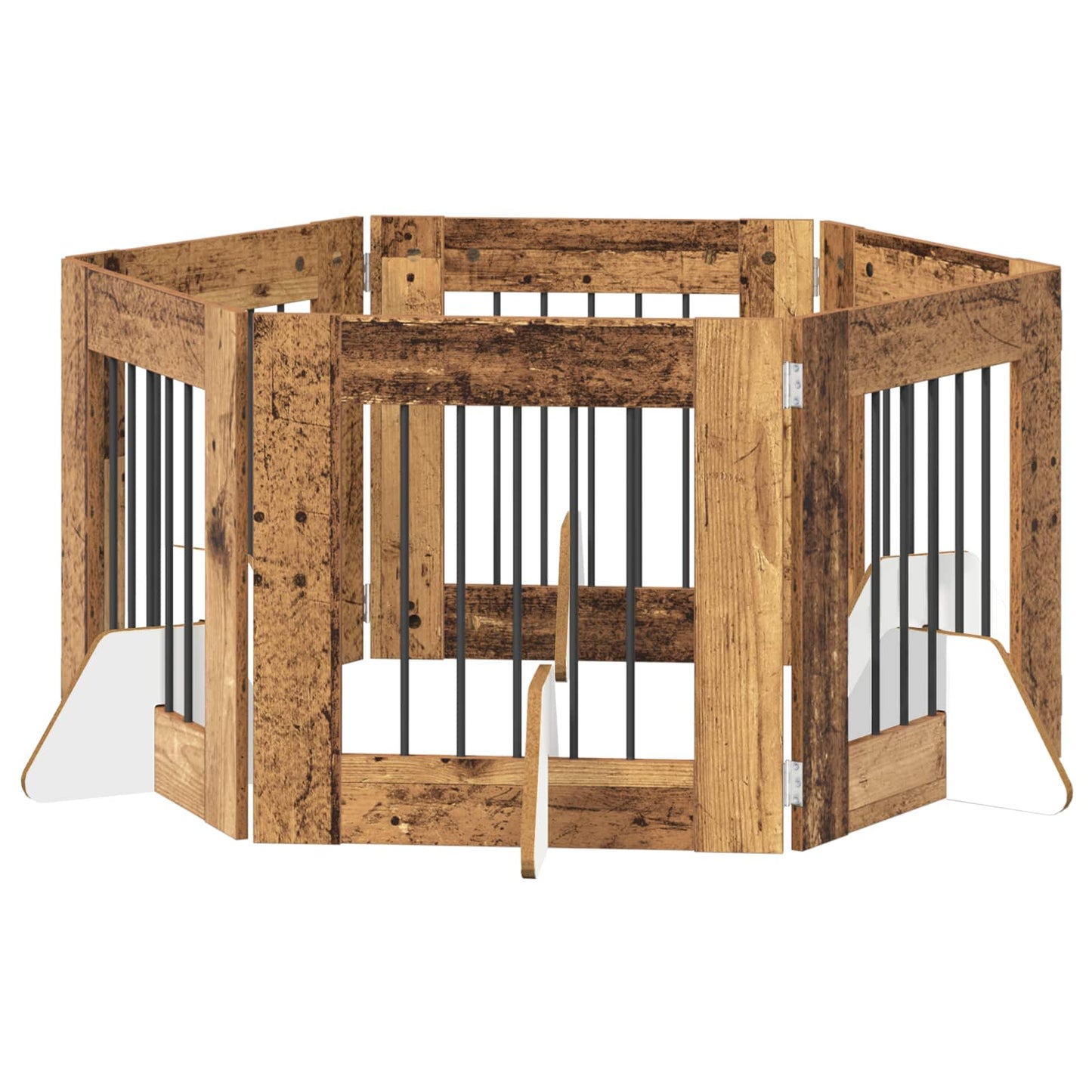 Hondenhekje met standaards 6 pcs Oud hout 60 x 60 cm is nu te koop bij PeponiXL, paradijselijk wonen!