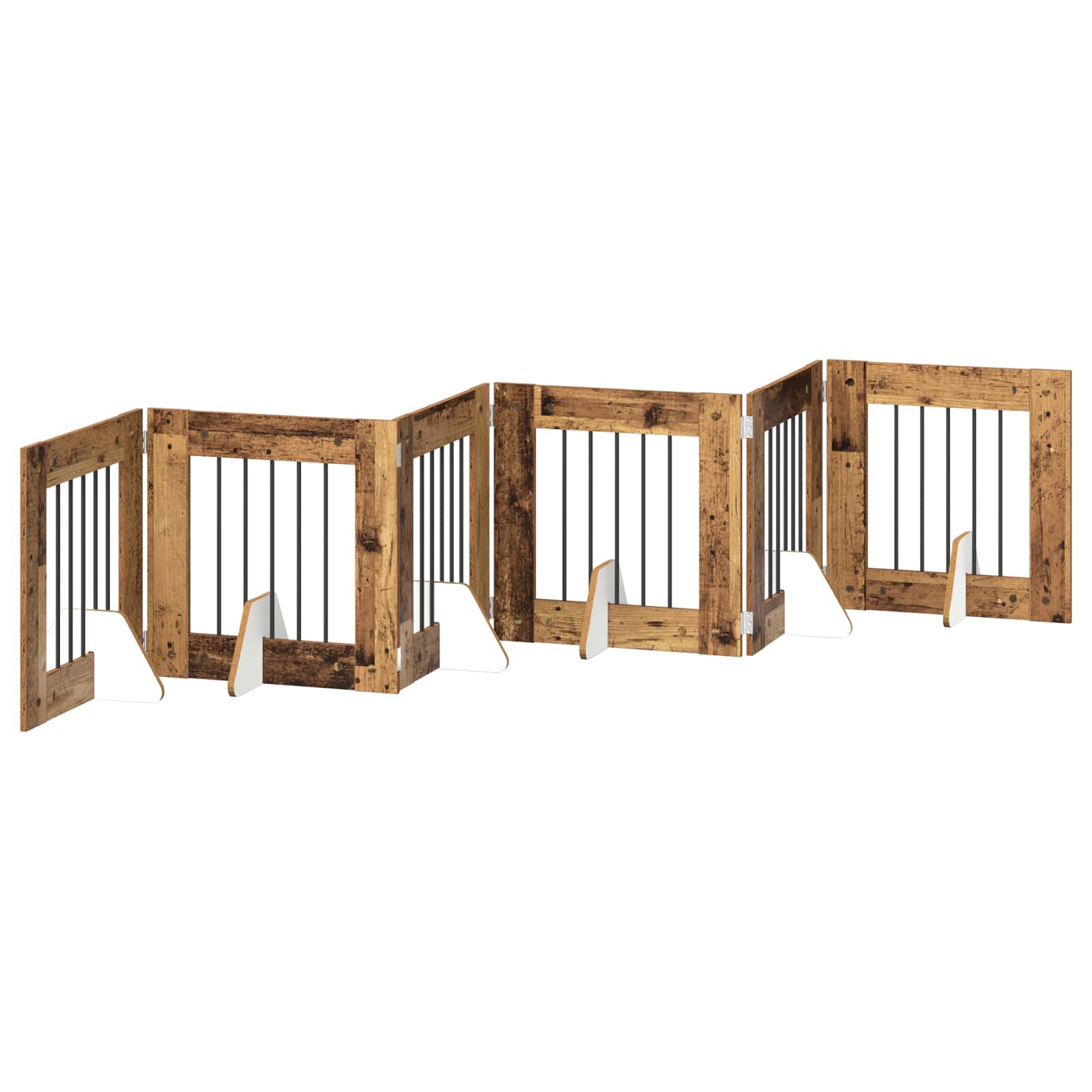 Hondenhekje met standaards 6 pcs Oud hout 60 x 60 cm is nu te koop bij PeponiXL, paradijselijk wonen!