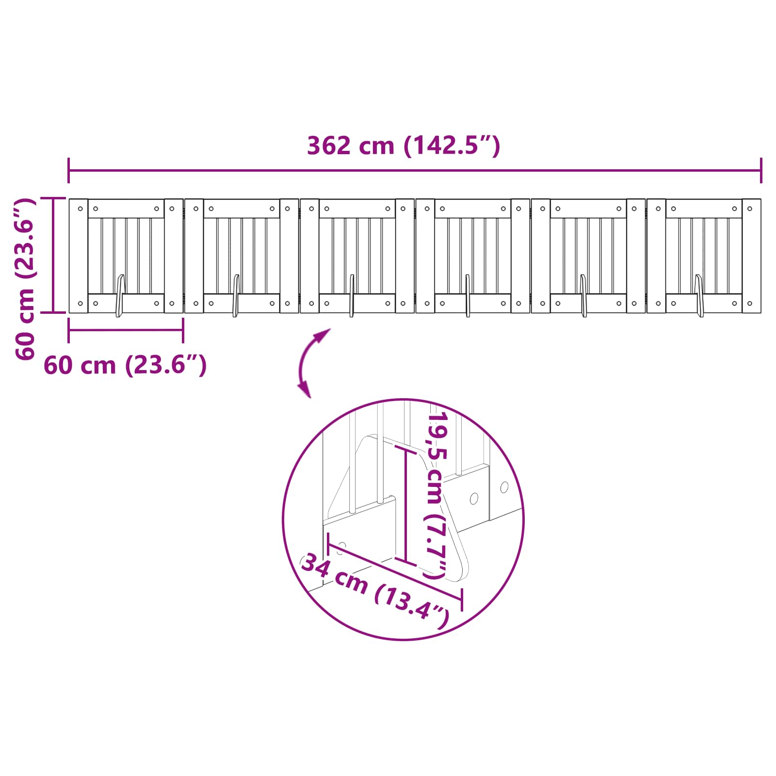 Hondenhekje met standaards 6 pcs Oud hout 60 x 60 cm is nu te koop bij PeponiXL, paradijselijk wonen!