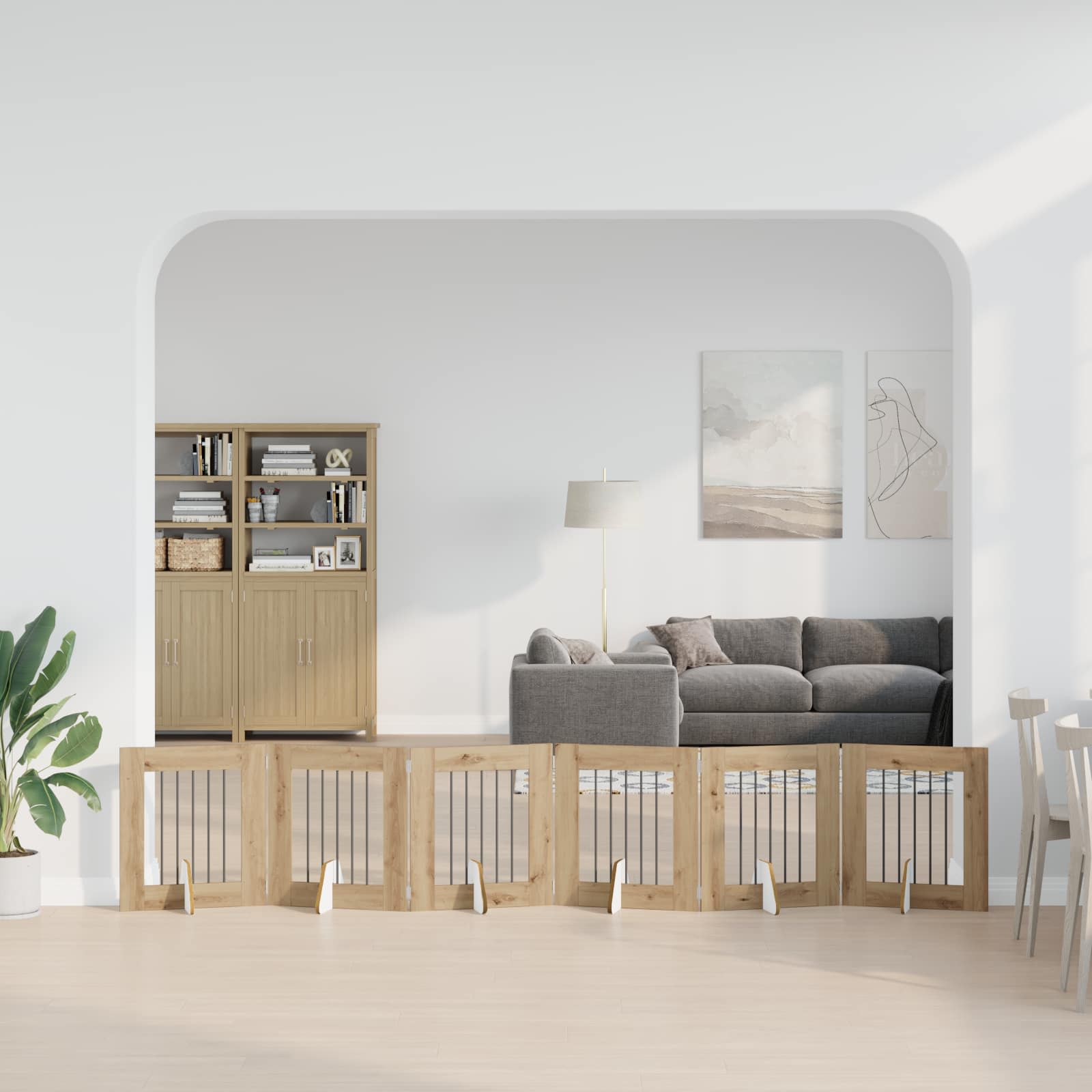 Opvouwbaar hondenhek met standaards 6 pcs Artisanaal eiken is nu te koop bij PeponiXL, paradijselijk wonen!