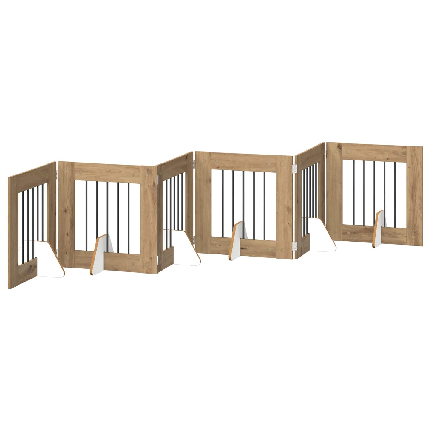 Opvouwbaar hondenhek met standaards 6 pcs Artisanaal eiken is nu te koop bij PeponiXL, paradijselijk wonen!