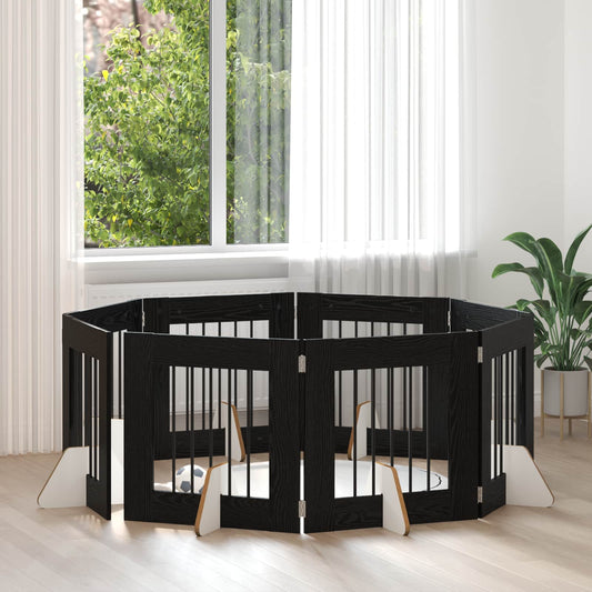 Hondenhekje met standaards 8 pcs Zwart eiken 60 x 60 cm is nu te koop bij PeponiXL, paradijselijk wonen!