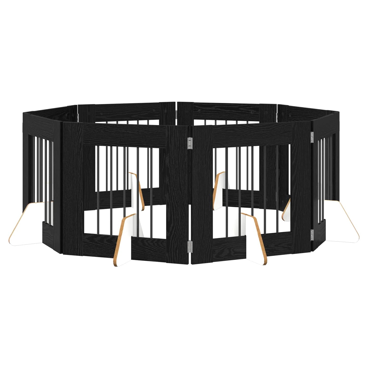 Hondenhekje met standaards 8 pcs Zwart eiken 60 x 60 cm is nu te koop bij PeponiXL, paradijselijk wonen!