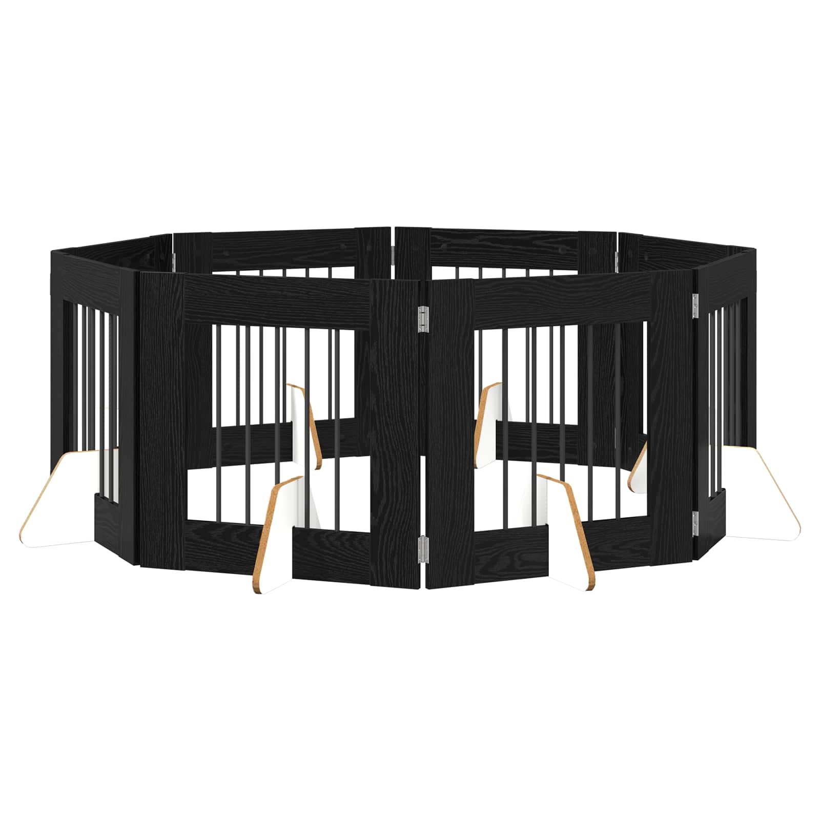 Hondenhekje met standaards 8 pcs Zwart eiken 60 x 60 cm is nu te koop bij PeponiXL, paradijselijk wonen!