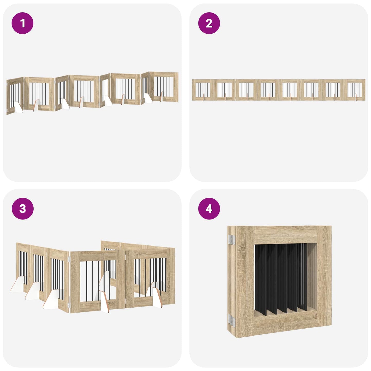 Opvouwbaar hondenhek met standaards 8 pcs Sonoma Eiken 60 cm is nu te koop bij PeponiXL, paradijselijk wonen!