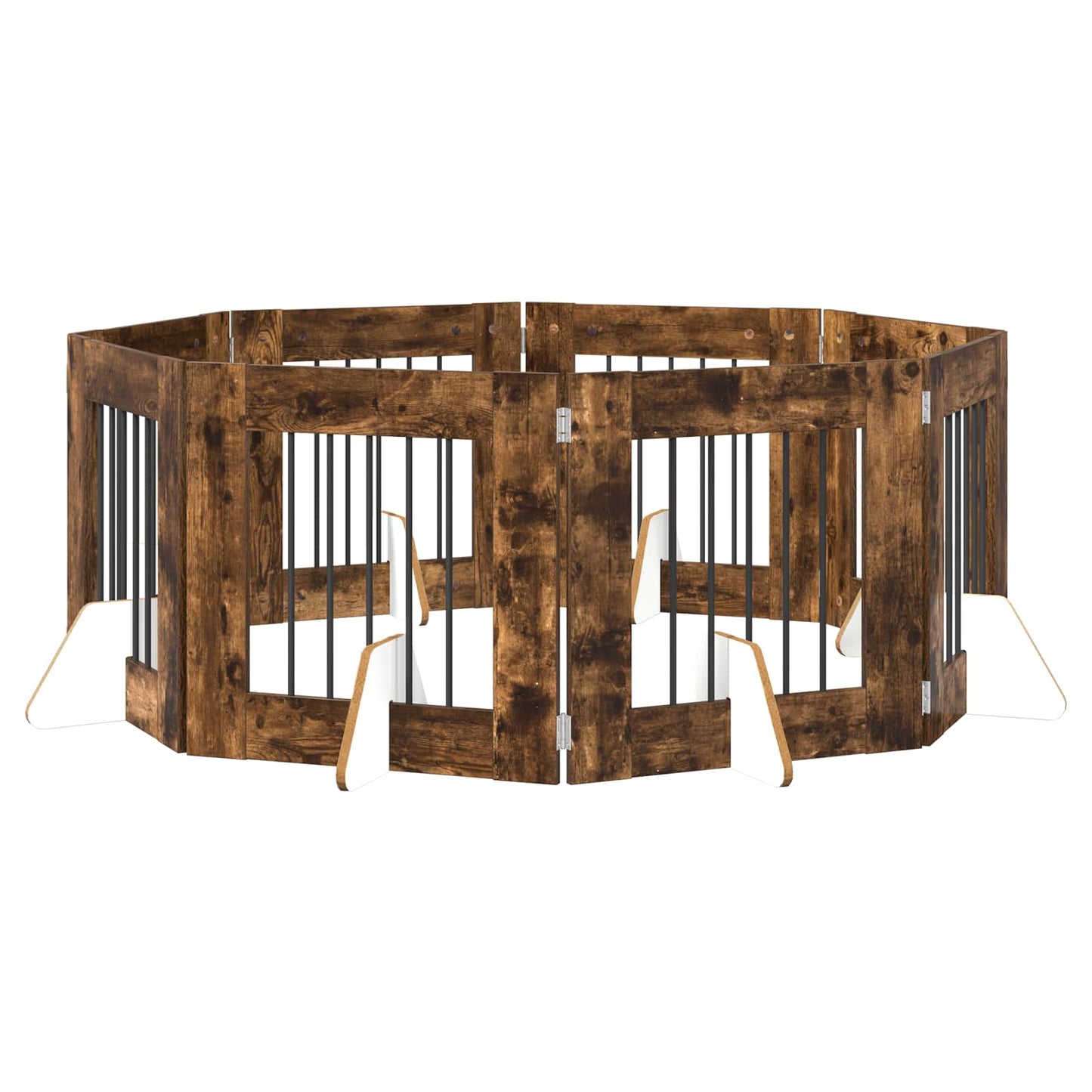Hondenhekje met standaards 8 pcs Gerookt eiken 60 x 60 cm is nu te koop bij PeponiXL, paradijselijk wonen!