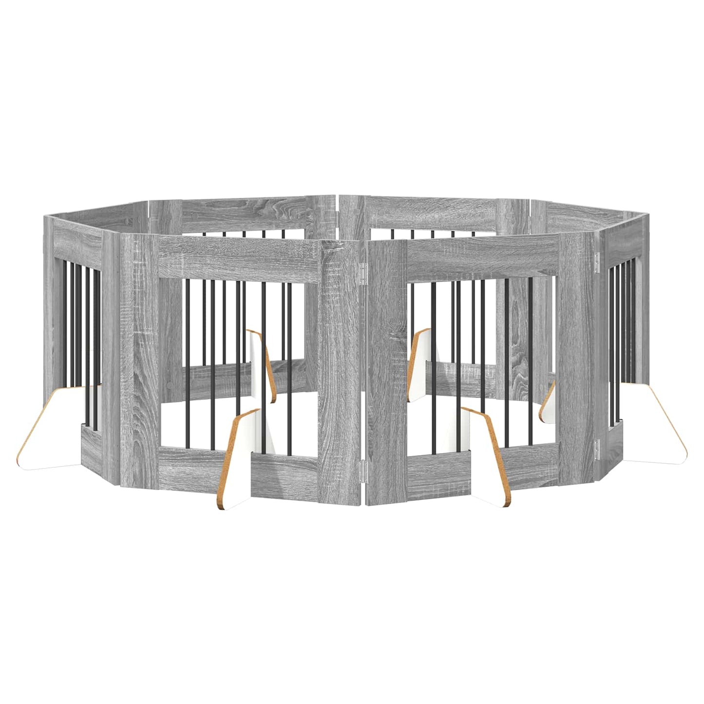 Hondenhekje met standaards 8 pcs Grijs sonoma 60 x 60 cm is nu te koop bij PeponiXL, paradijselijk wonen!