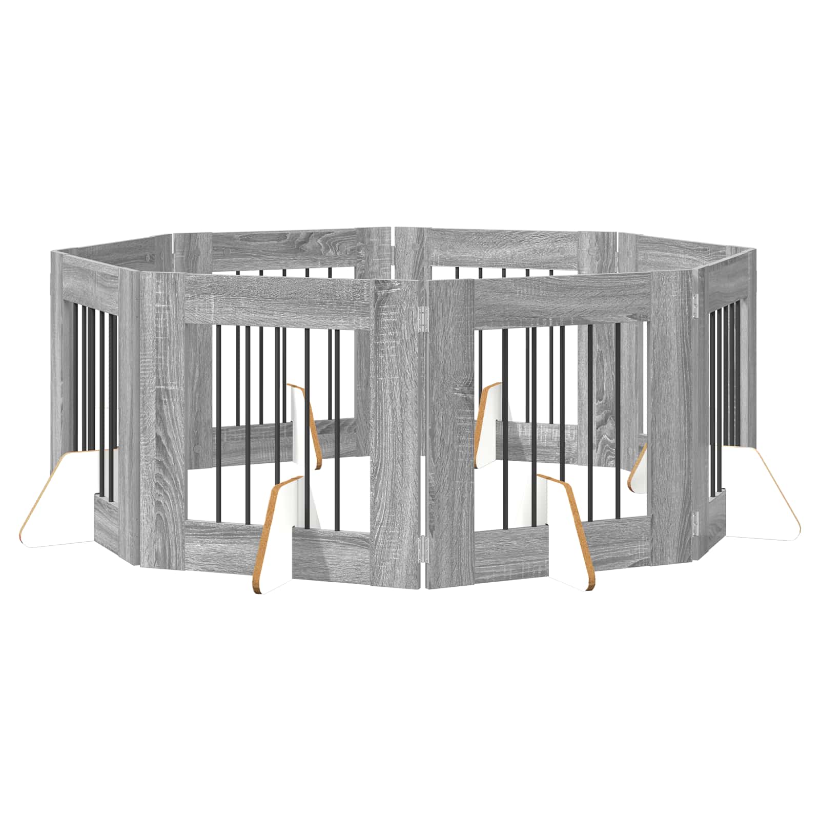 Hondenhekje met standaards 8 pcs Grijs sonoma 60 x 60 cm is nu te koop bij PeponiXL, paradijselijk wonen!