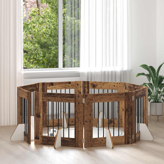 Hondenhekje met standaards 8 pcs Oud hout 60 x 60 cm is nu te koop bij PeponiXL, paradijselijk wonen!