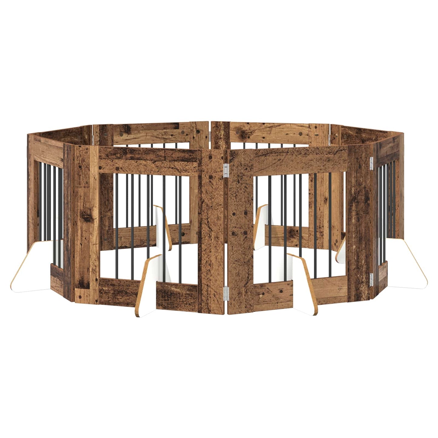 Hondenhekje met standaards 8 pcs Oud hout 60 x 60 cm is nu te koop bij PeponiXL, paradijselijk wonen!