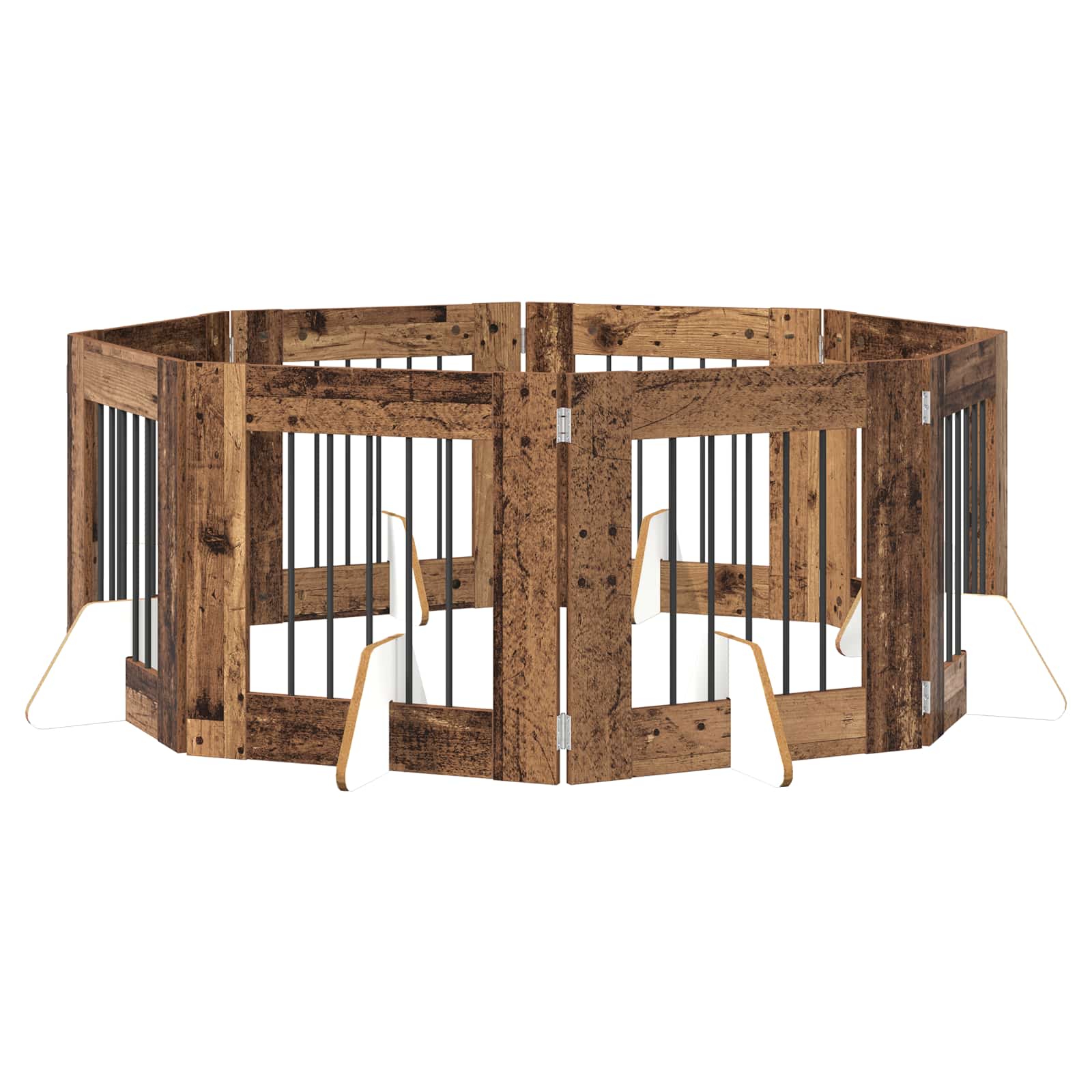 Hondenhekje met standaards 8 pcs Oud hout 60 x 60 cm is nu te koop bij PeponiXL, paradijselijk wonen!