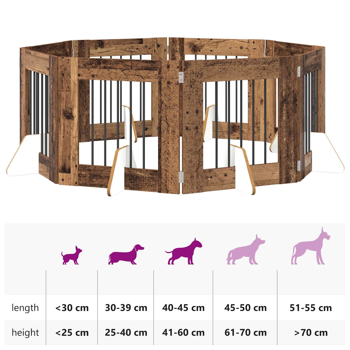 Hondenhekje met standaards 8 pcs Oud hout 60 x 60 cm is nu te koop bij PeponiXL, paradijselijk wonen!