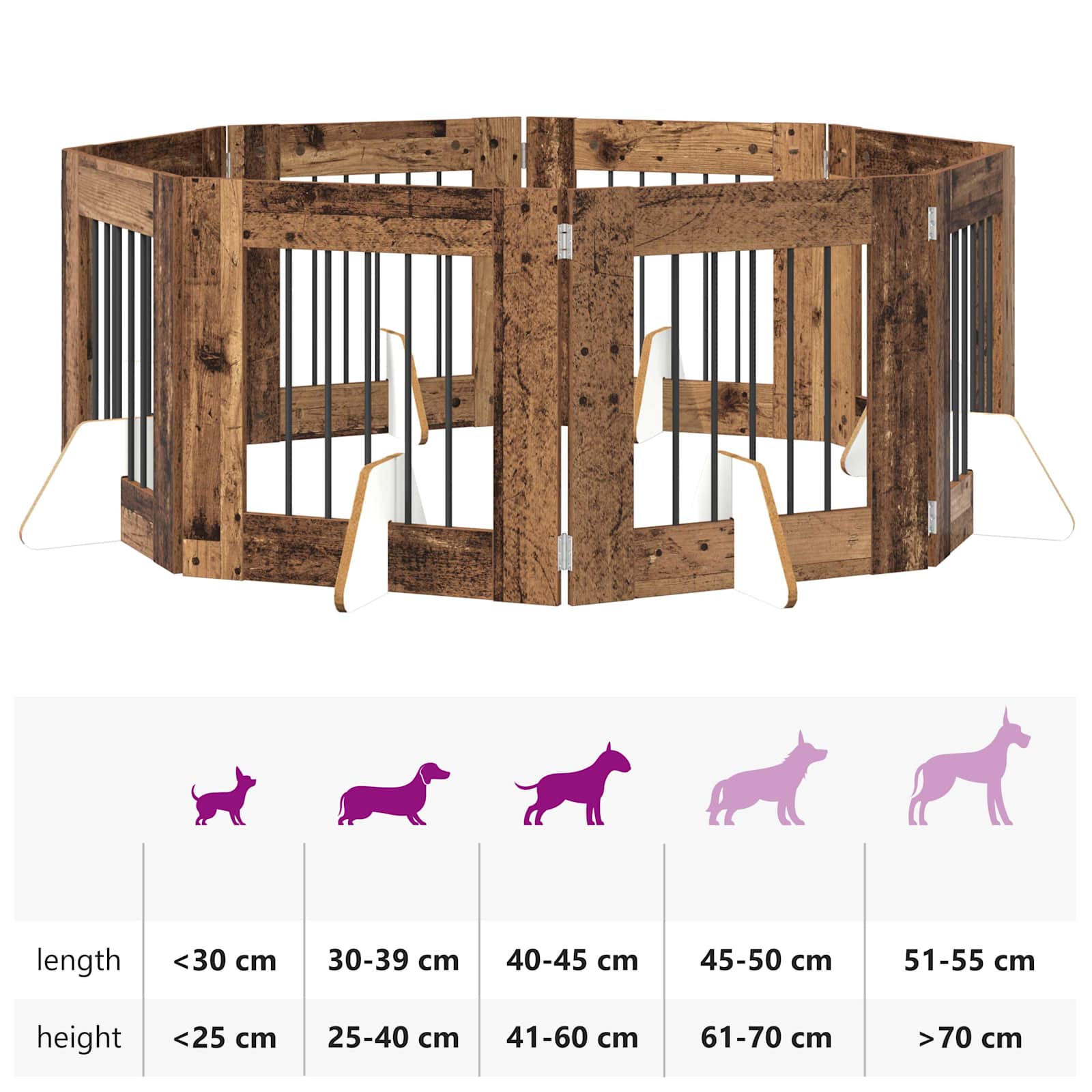 Hondenhekje met standaards 8 pcs Oud hout 60 x 60 cm is nu te koop bij PeponiXL, paradijselijk wonen!