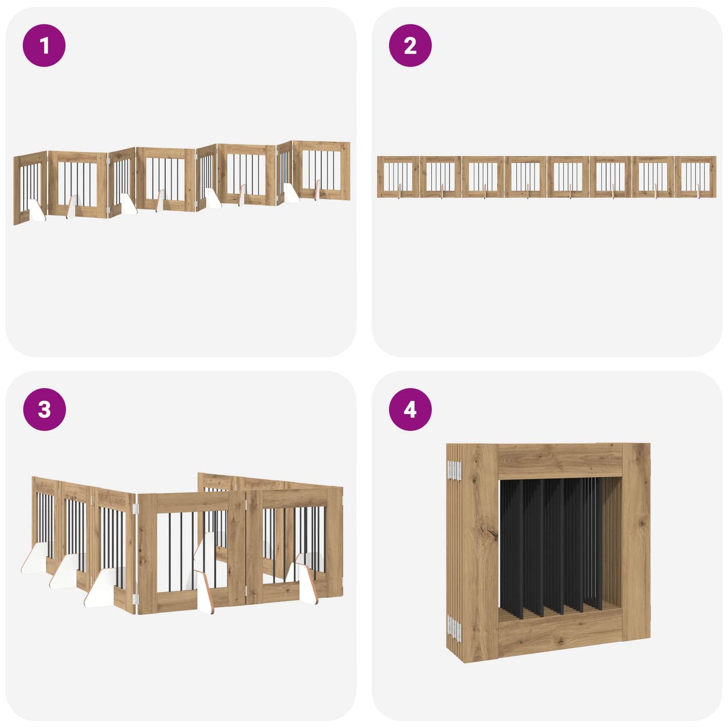 Opvouwbaar hondenhek met standaards 8 pcs Artisanaal eiken is nu te koop bij PeponiXL, paradijselijk wonen!